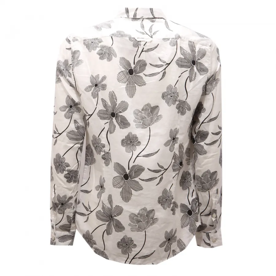 1047AG camicia uomo OFFICINA36 white/black flower print cotton shirt man