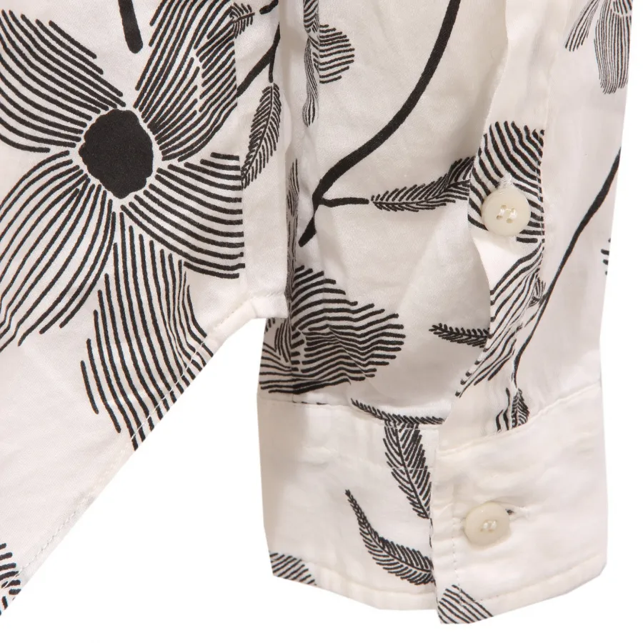 1047AG camicia uomo OFFICINA36 white/black flower print cotton shirt man