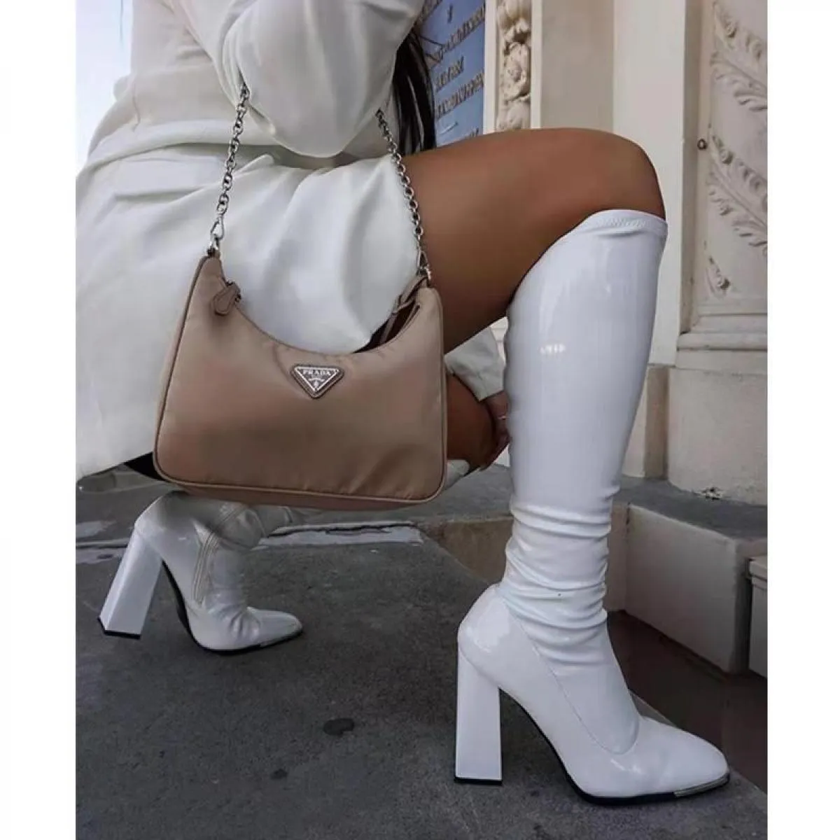 2022 Moda Autunno Inverno Solido Stivali a metà polpaccio Donna Alta Piattaforma robusta Grande Szie 43 Elegante Ufficio Scarpe
