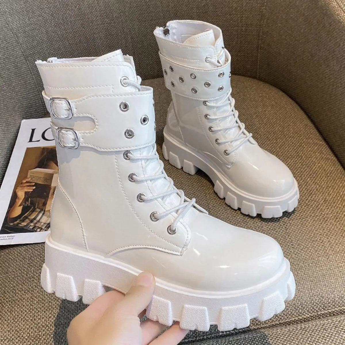 35 43 Scarpe da donna per la primavera autunno 2023 Stivali da donna nuovi e corti con tacco alto da donna da 5,5 cm