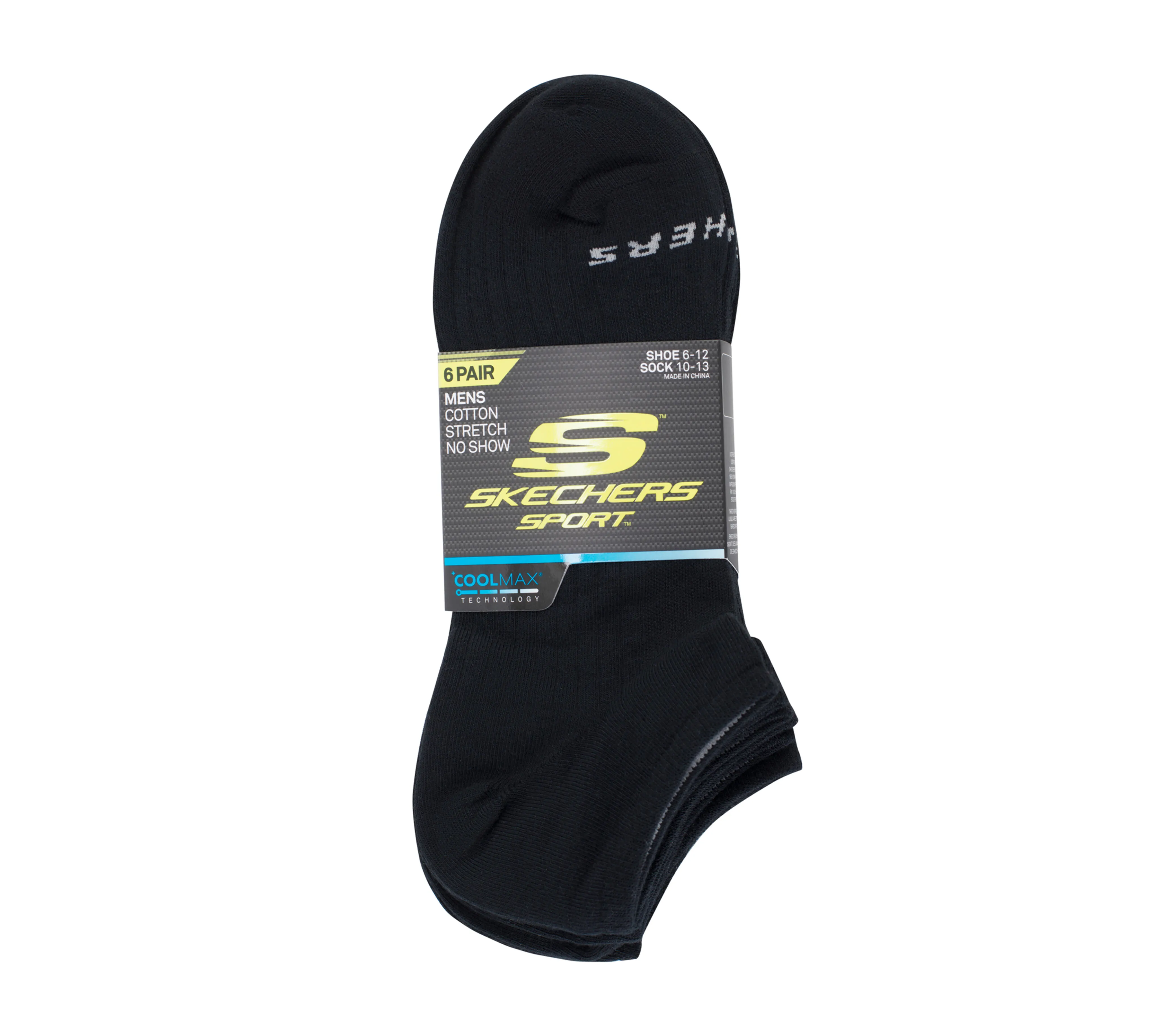 6 Pack No Show CoolMax Socks