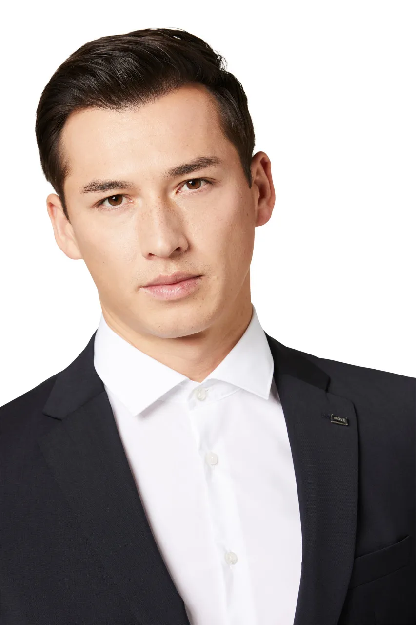 Abito digel drop quattro corto slim fit blu scuro lana marzotto super 100's