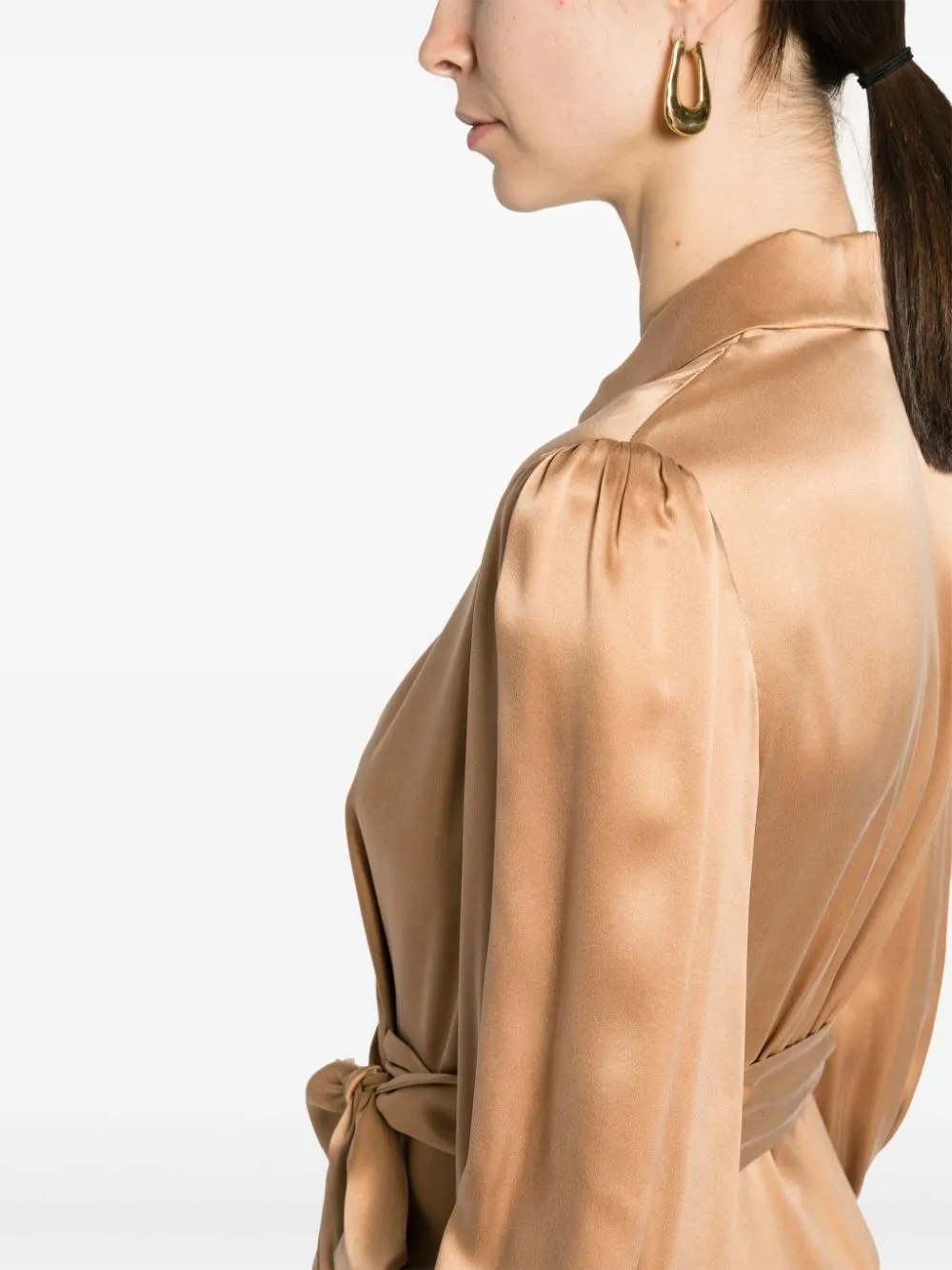 Abito mini a portafoglio in marrone - donna