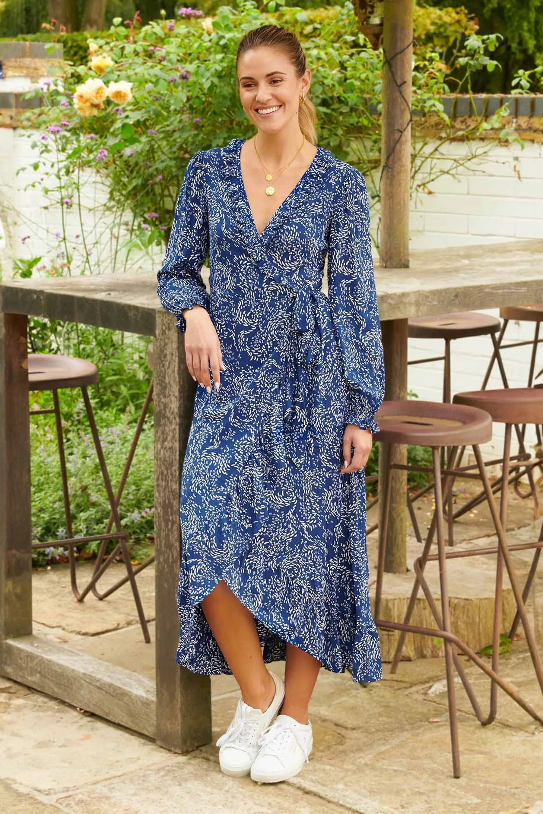 Aspiga Blu - Demi EcoVero - Manica lunga - Abito a portafoglio™