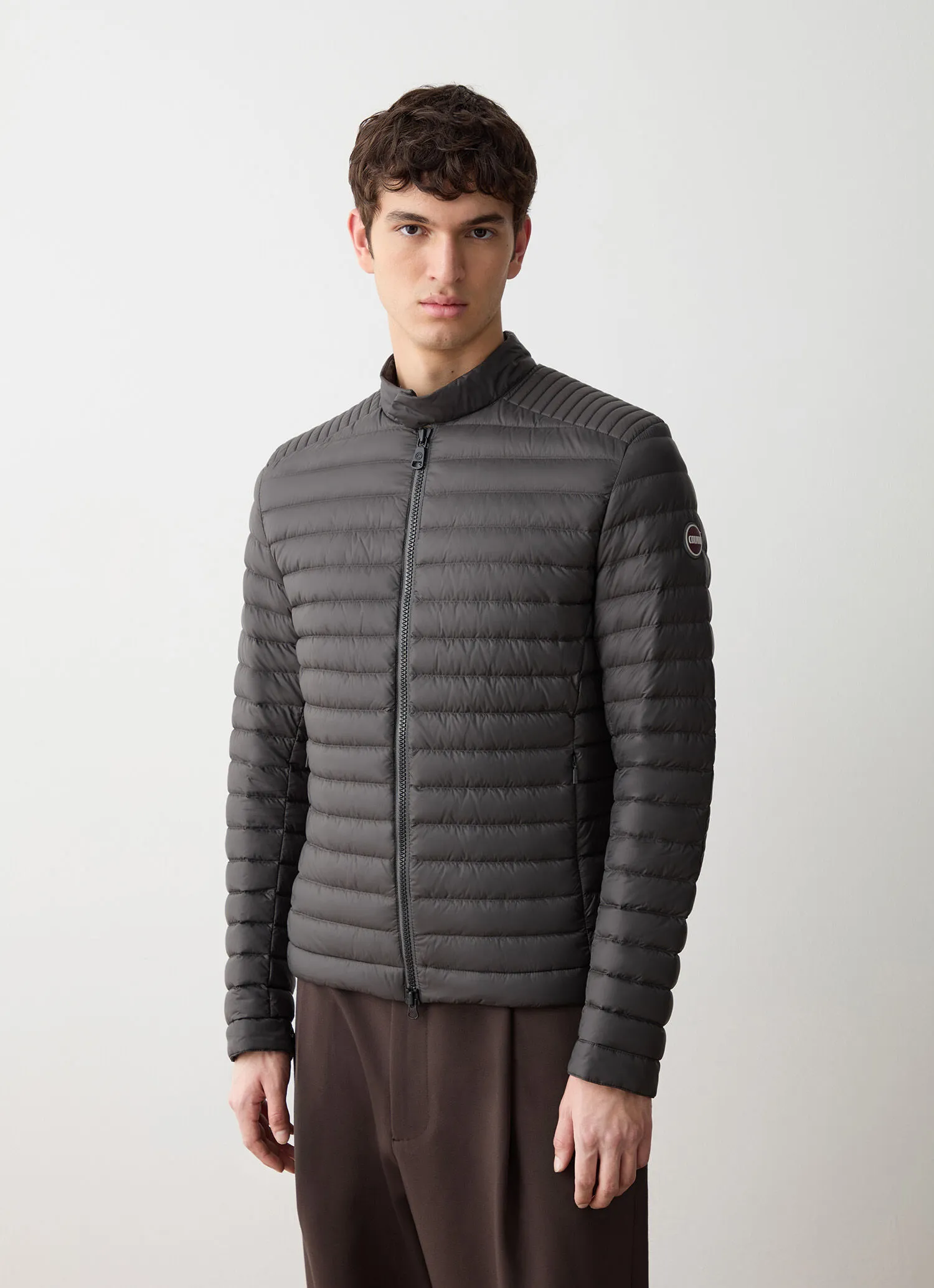 Autumn-weight padded biker jacket with drawstring
