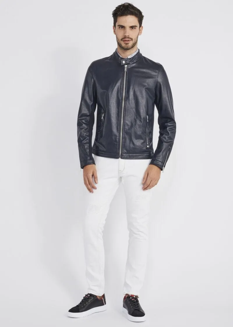 Biker jacket effetto pelle