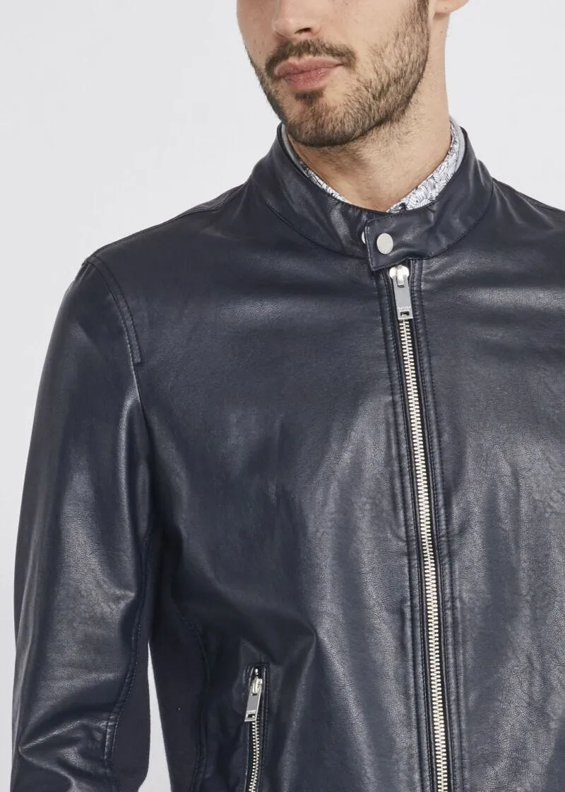 Biker jacket effetto pelle