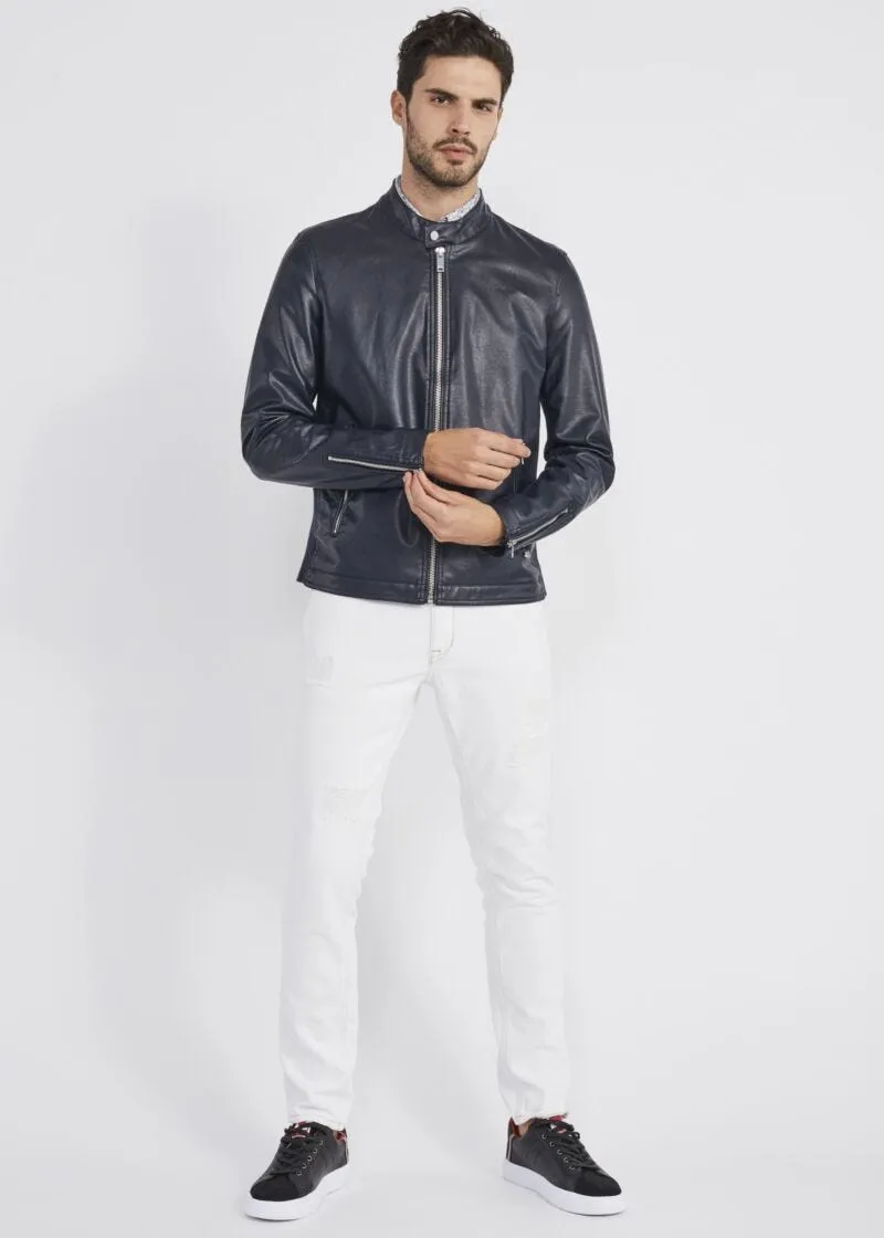 Biker jacket effetto pelle