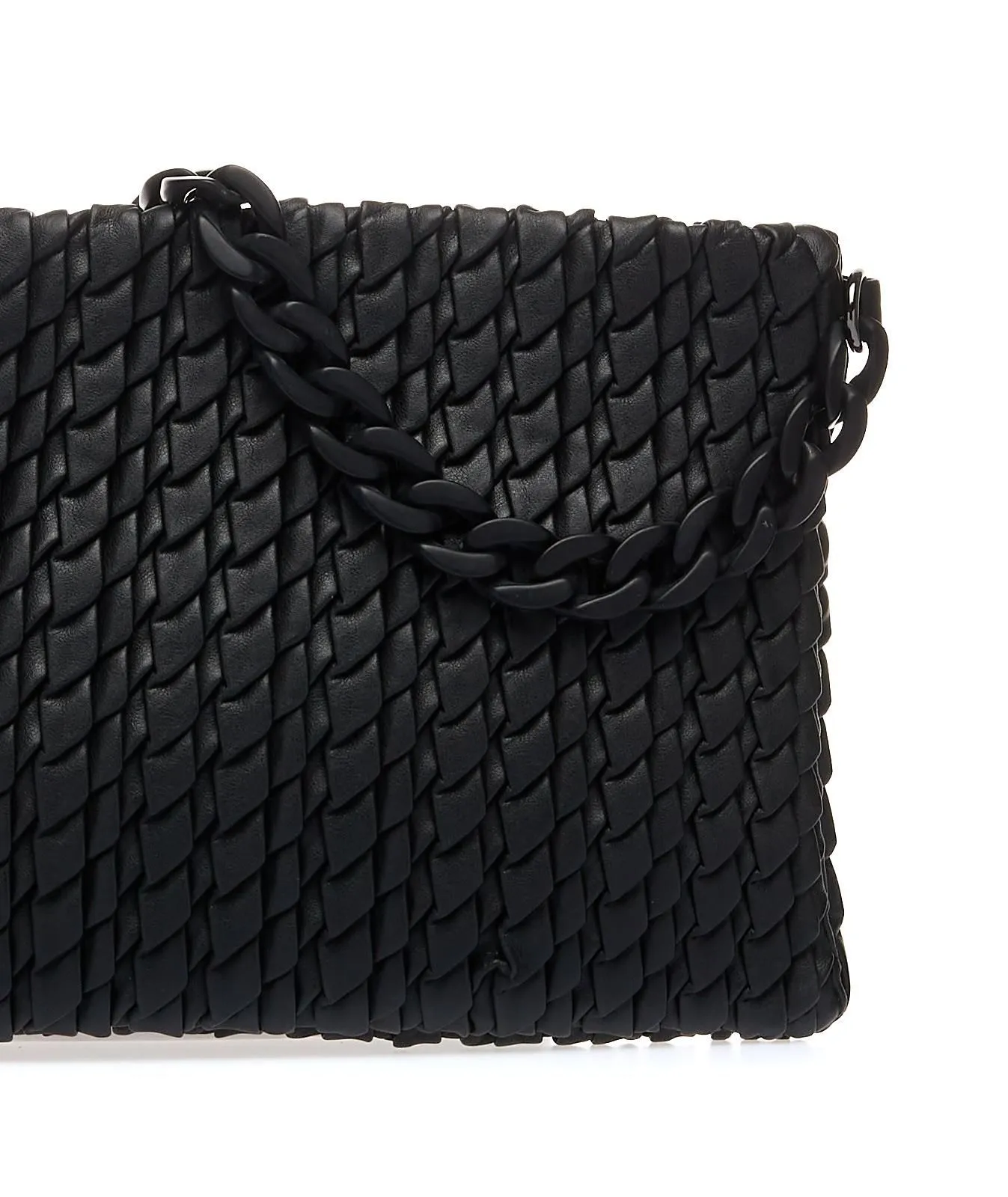 Borsa nera effetto trapuntato con catena