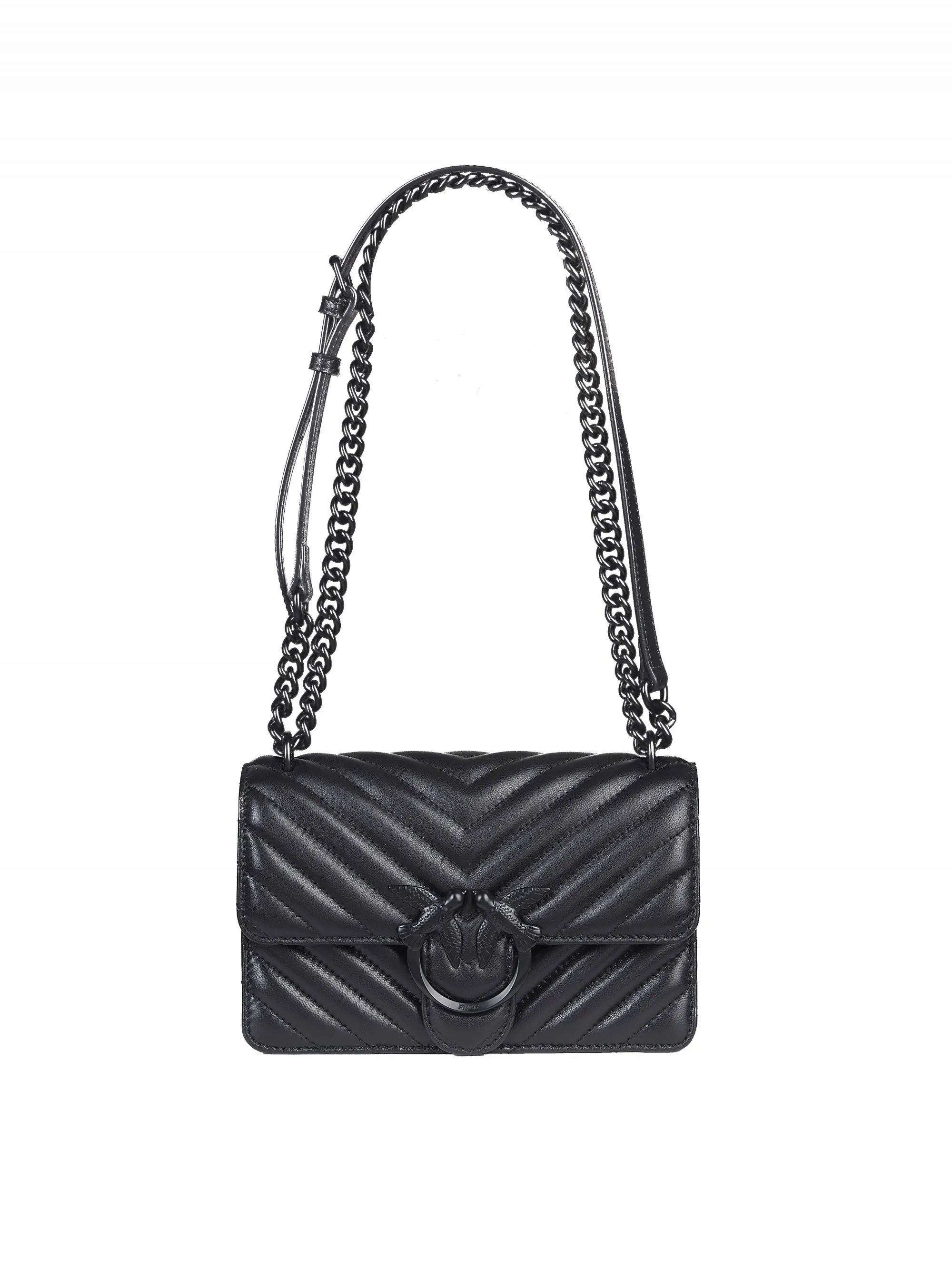 BORSA "LOVE ONE MINI" NERA IN PELLE CHEVRON