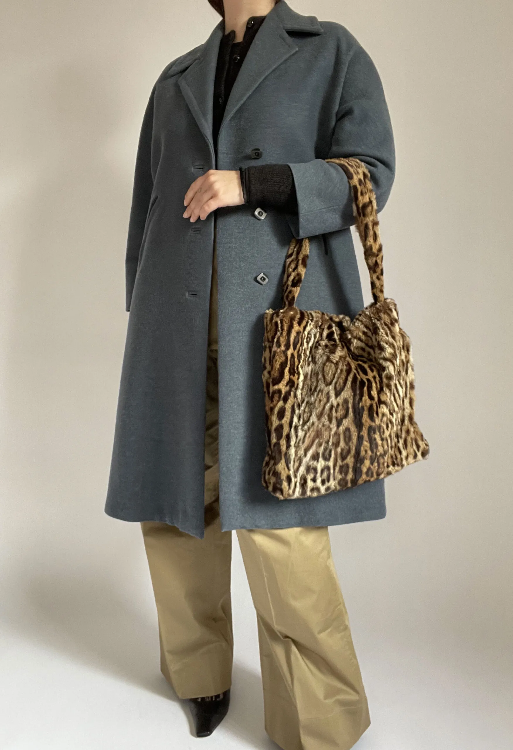 Borsa vintage artigianale in pelliccia di Ocelot