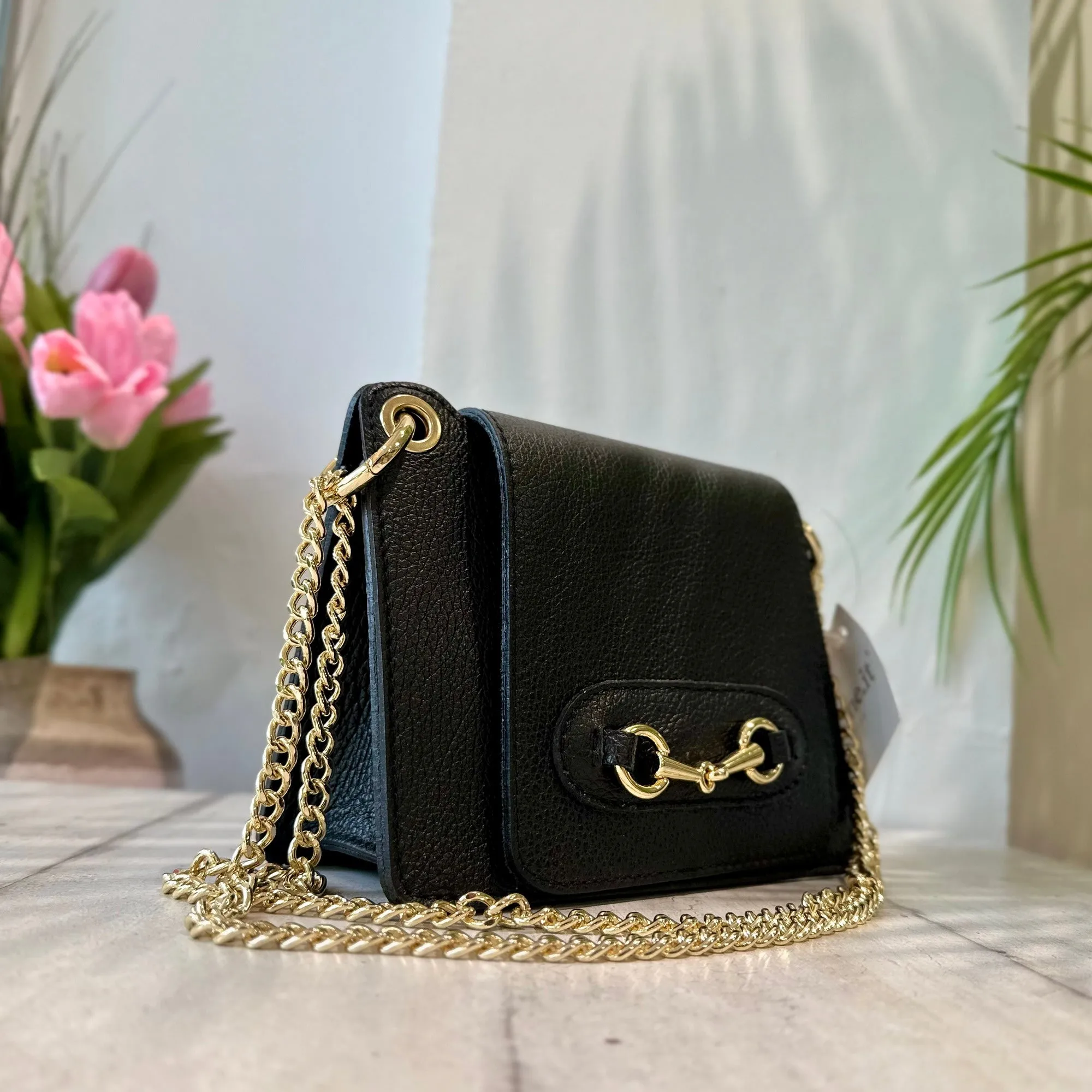 Borsettina Pochette Nera Mini Tracolla Catena