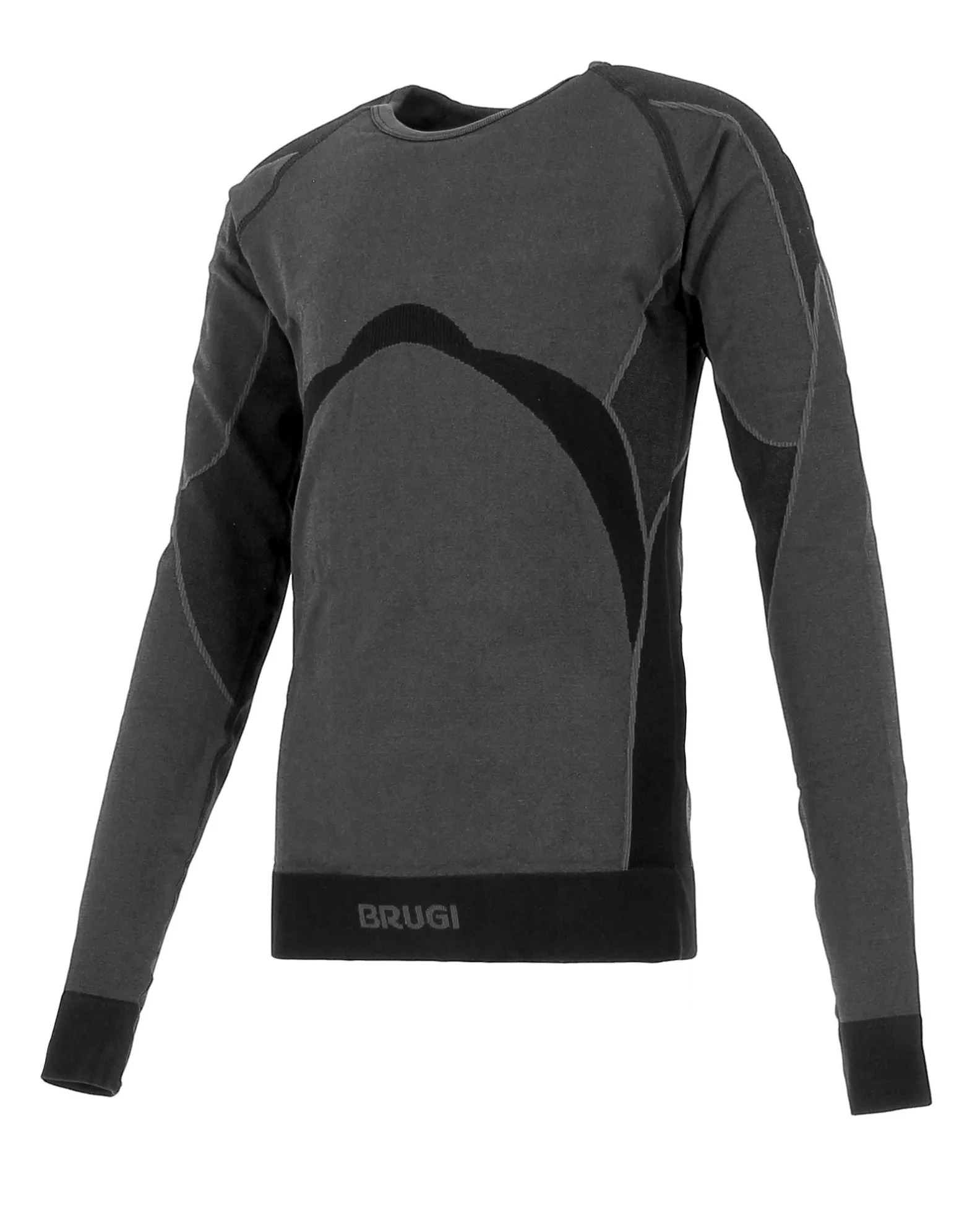 BRUGI - Maglia da bambino grigia e nera girocollo termica traspirante senza cuciture                                            