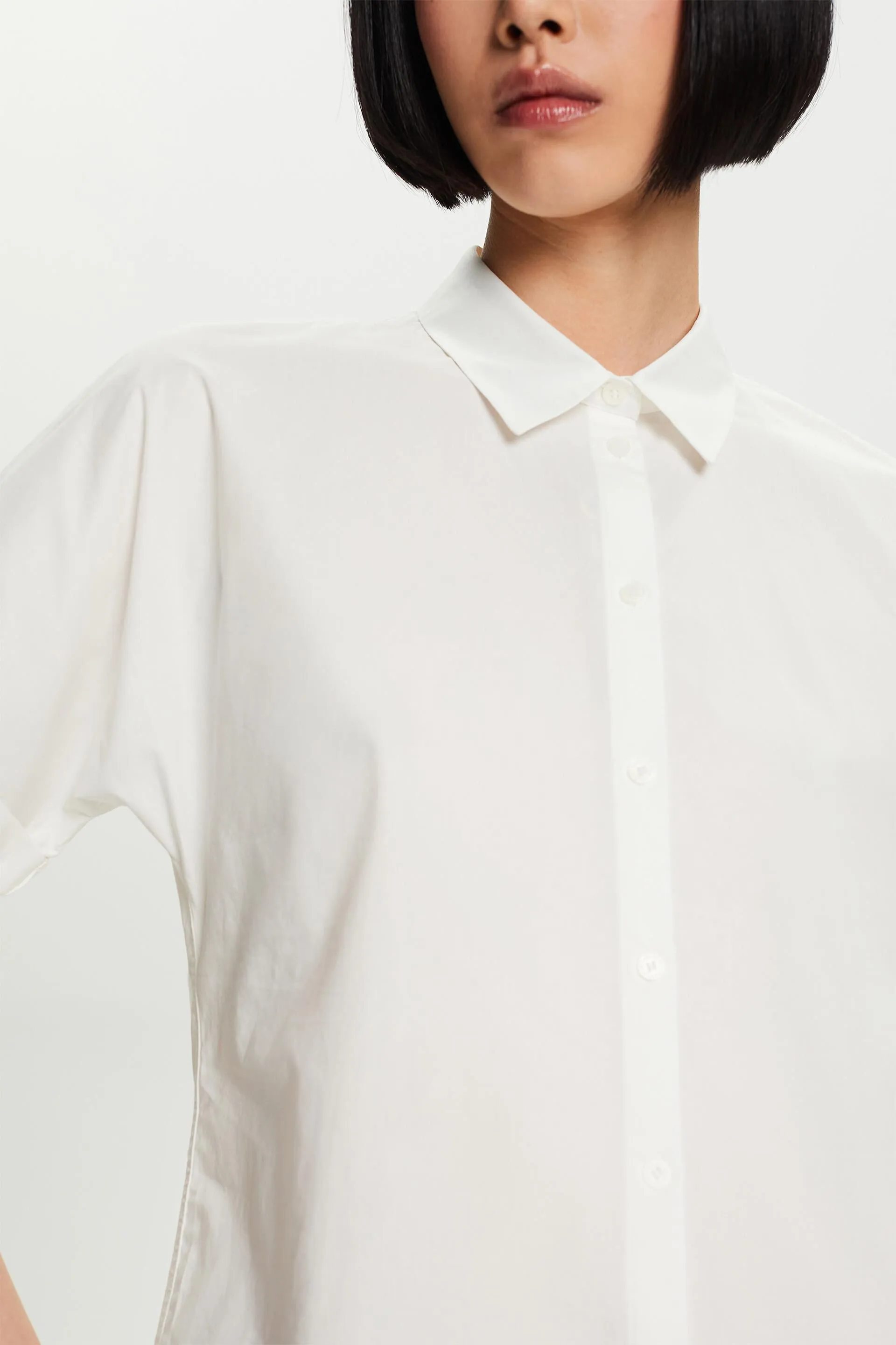 Camicia a maniche corte in popeline di cotone