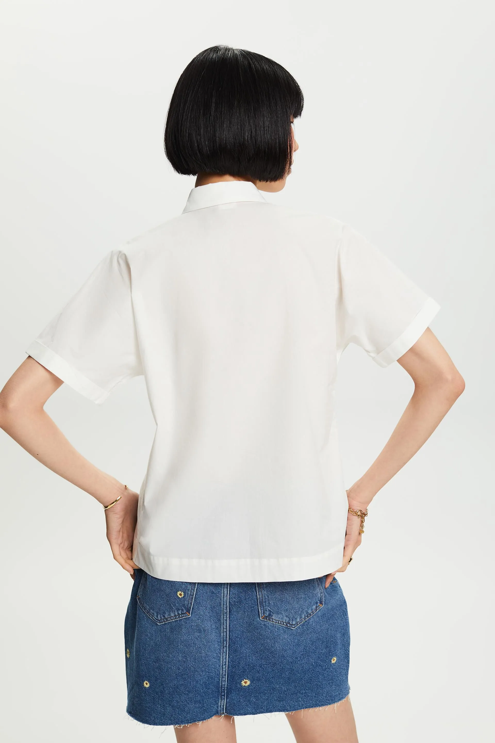 Camicia a maniche corte in popeline di cotone