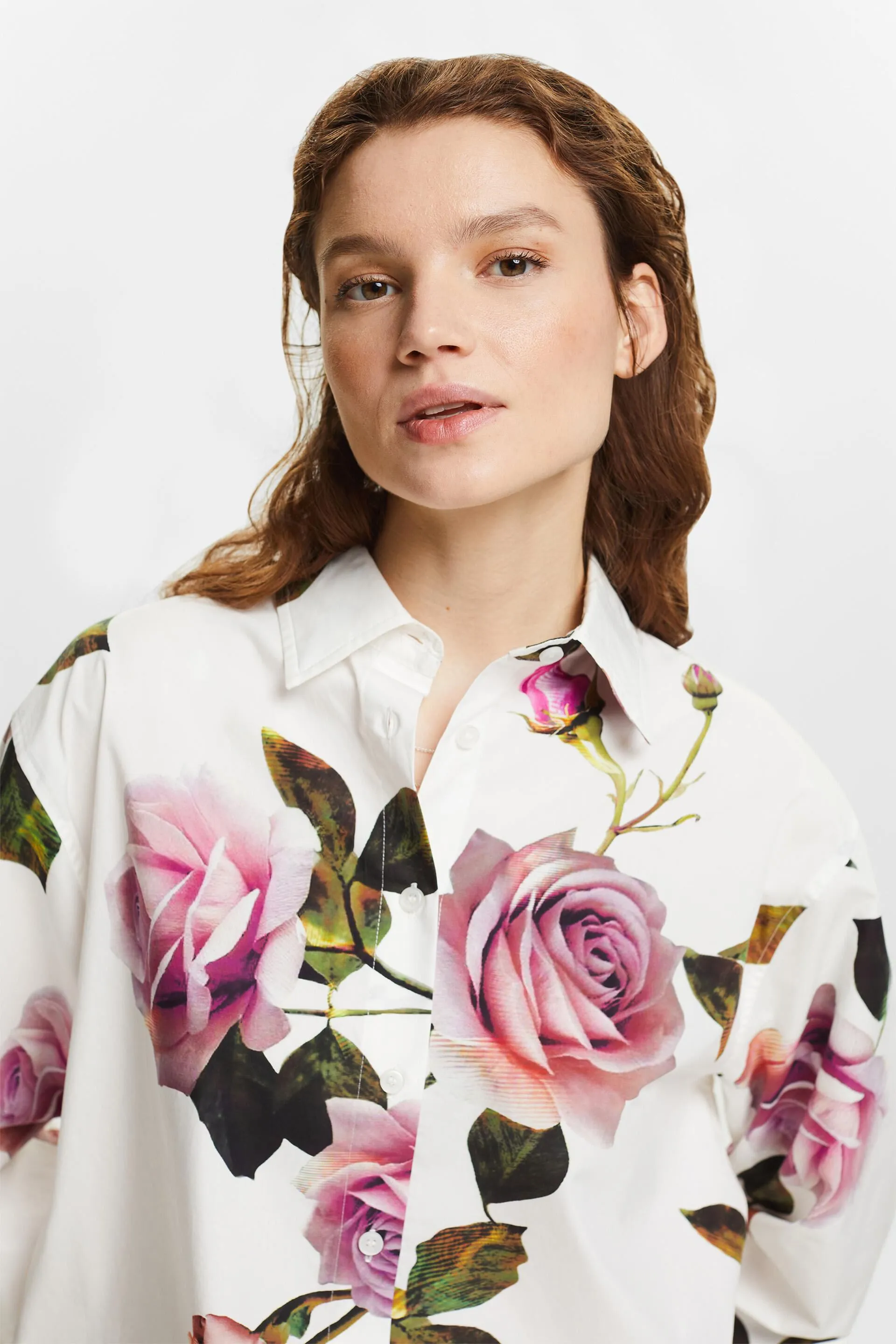 Camicia button-up in popeline di cotone stampato