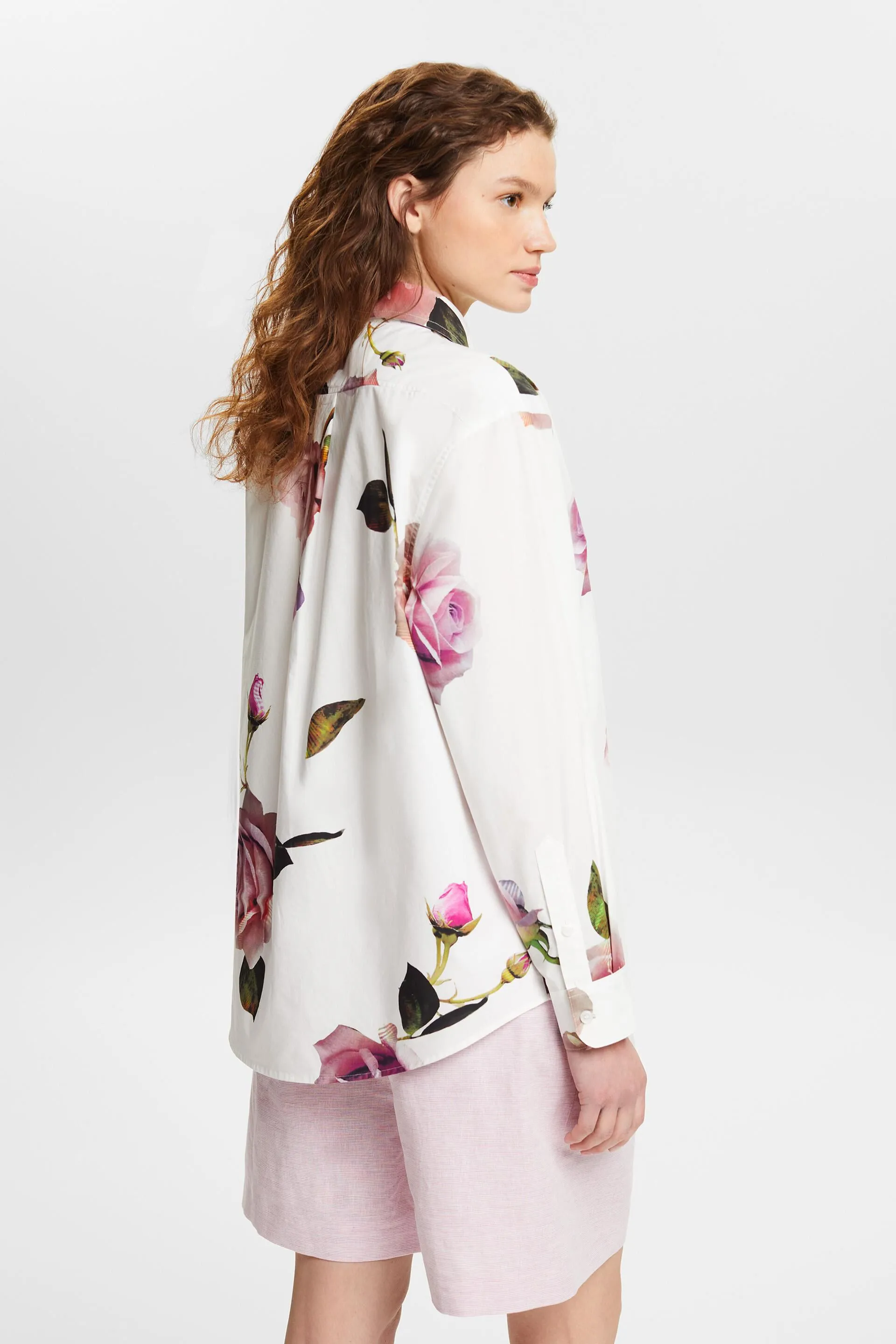 Camicia button-up in popeline di cotone stampato