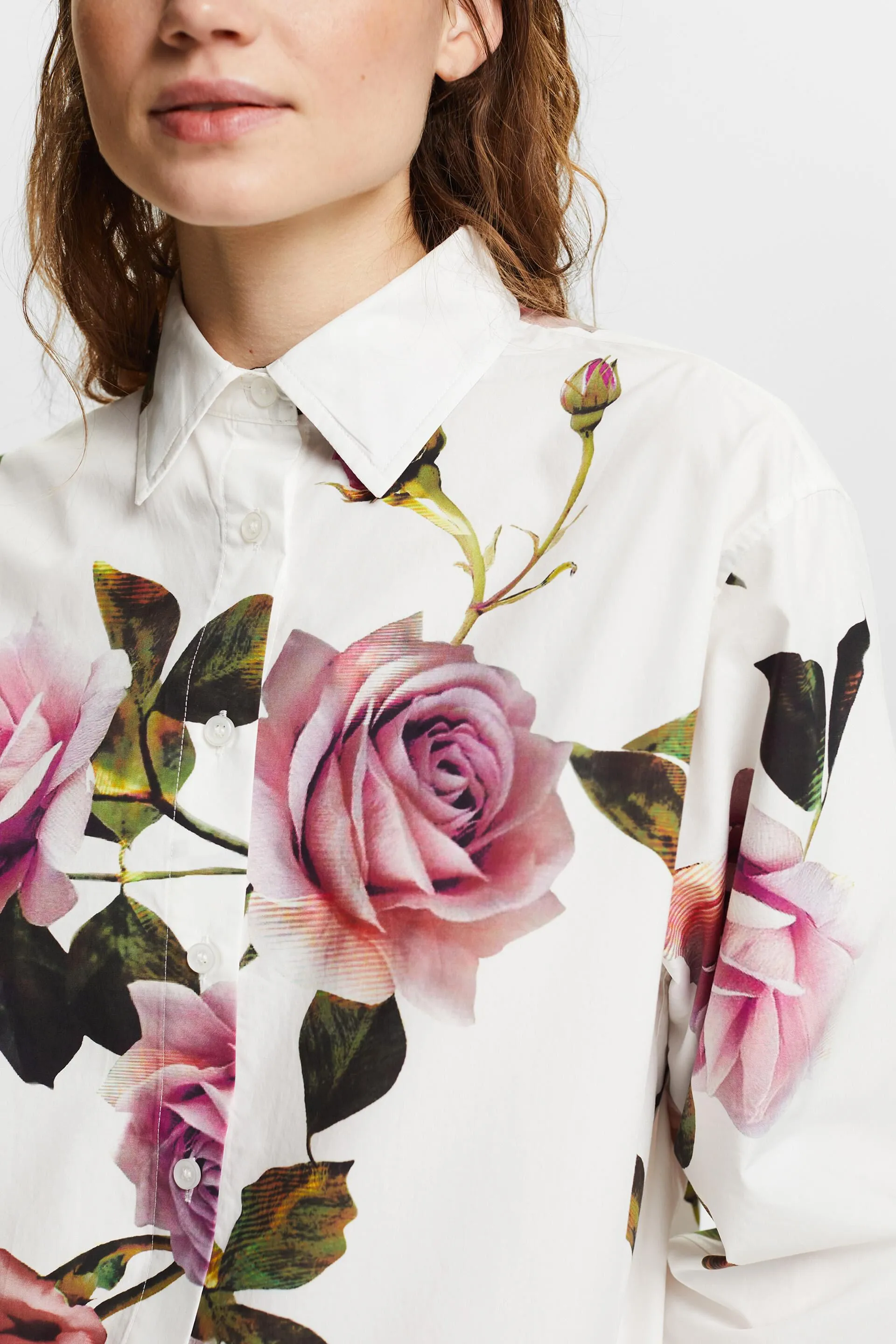 Camicia button-up in popeline di cotone stampato