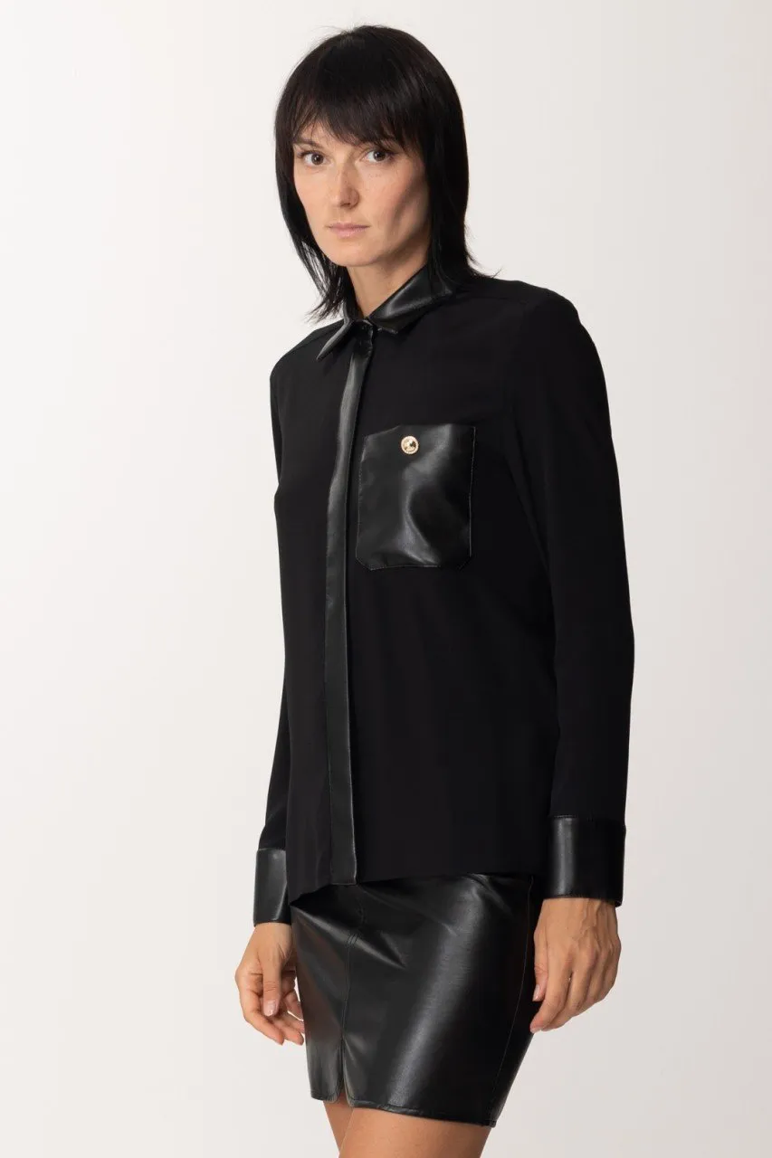 Camicia con dettagli spalmati NERO/NERO