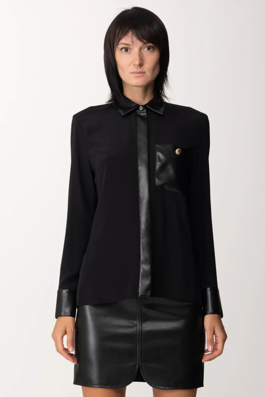 Camicia con dettagli spalmati NERO/NERO