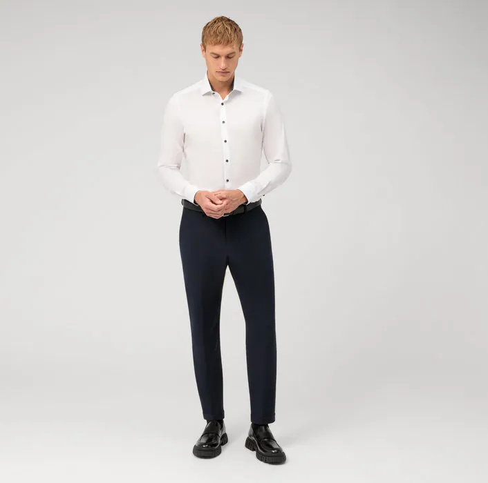 Camicia olymp bianca level five slim fit cotone stretch