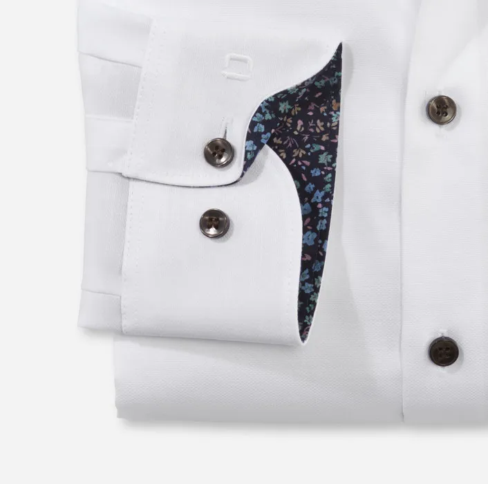 Camicia olymp bianca level five slim fit cotone stretch