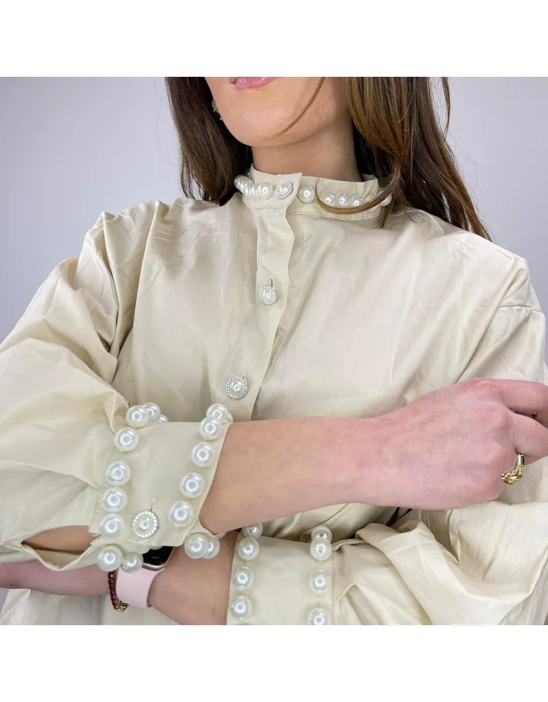 CAMICIA PERLE GRANDI BEIGE