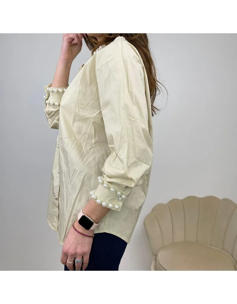 CAMICIA PERLE GRANDI BEIGE