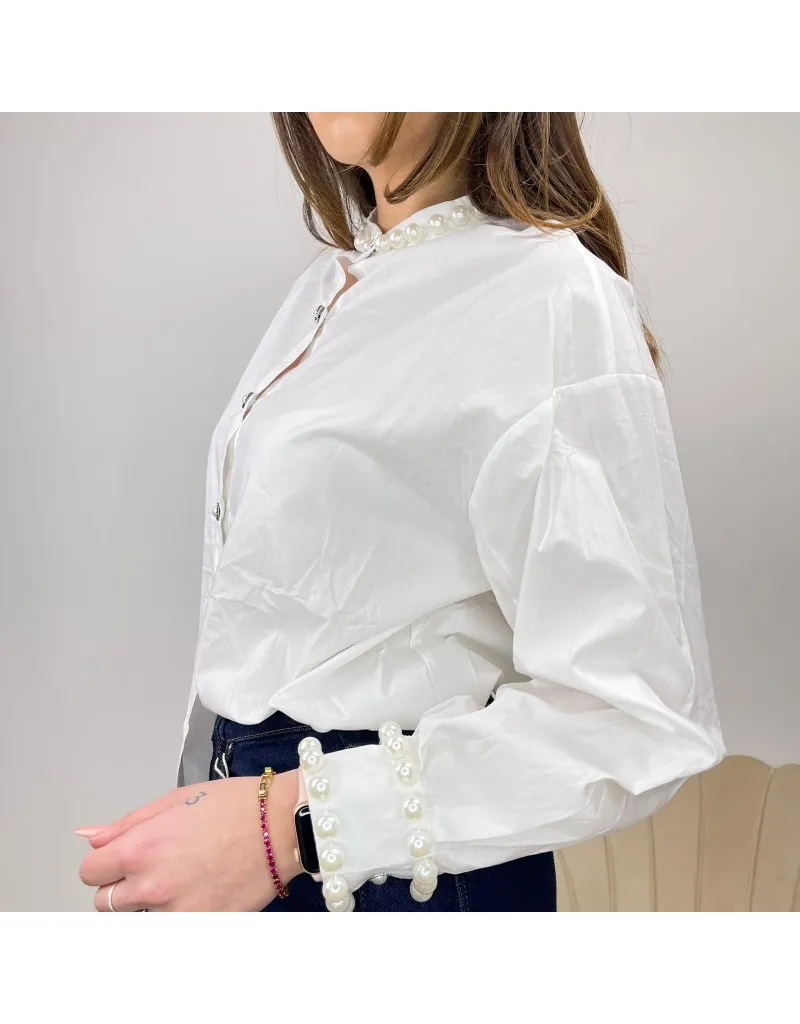 CAMICIA PERLE GRANDI BIANCA