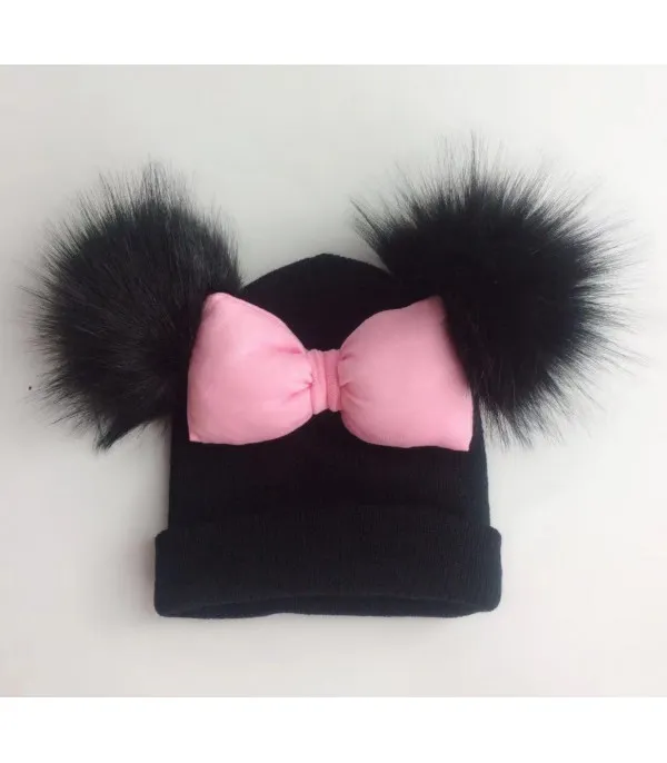 Cappellino doppio pon-pon fiocco