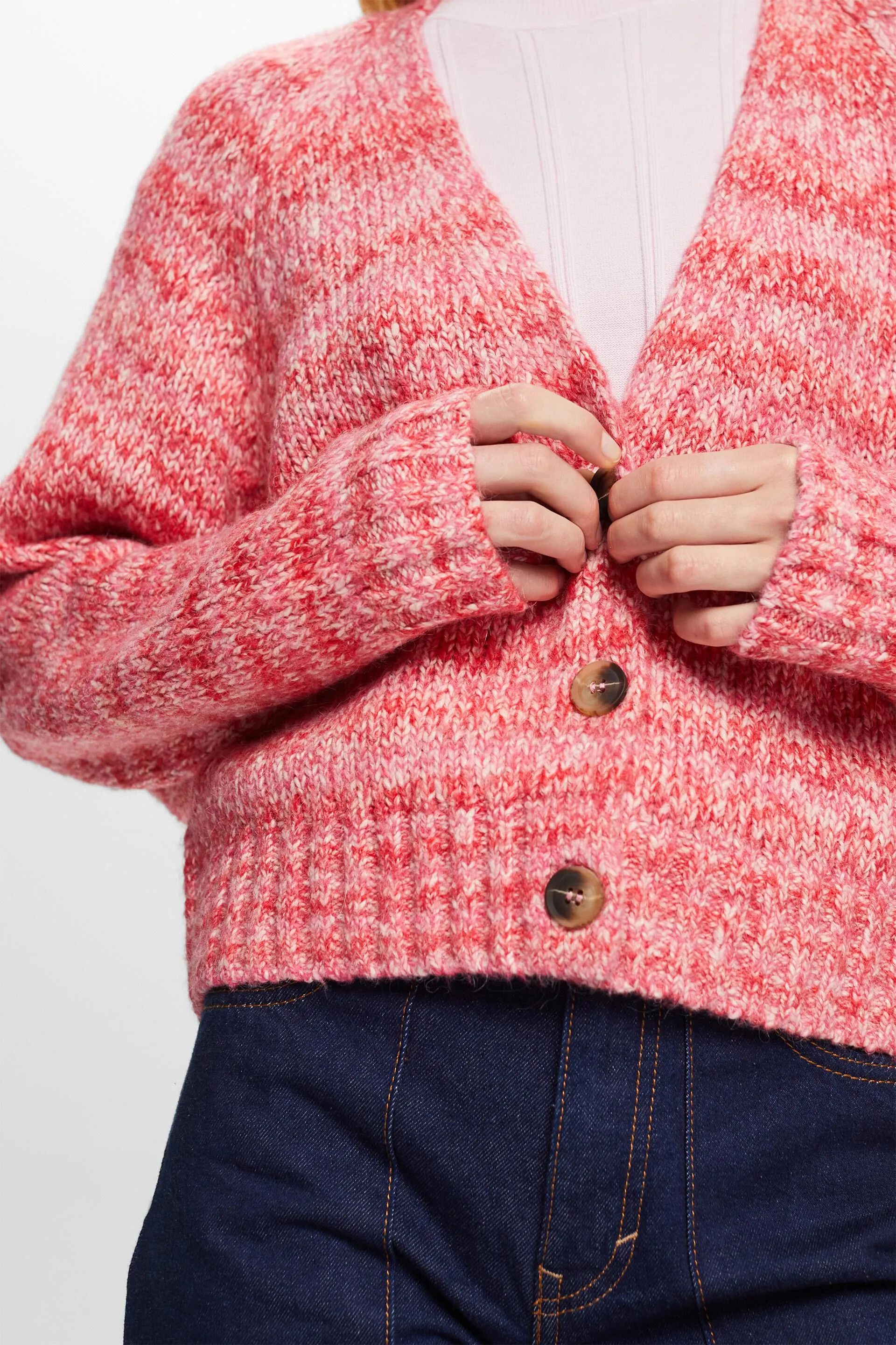 Cardigan a V con fantasia multicolore Space Dye
