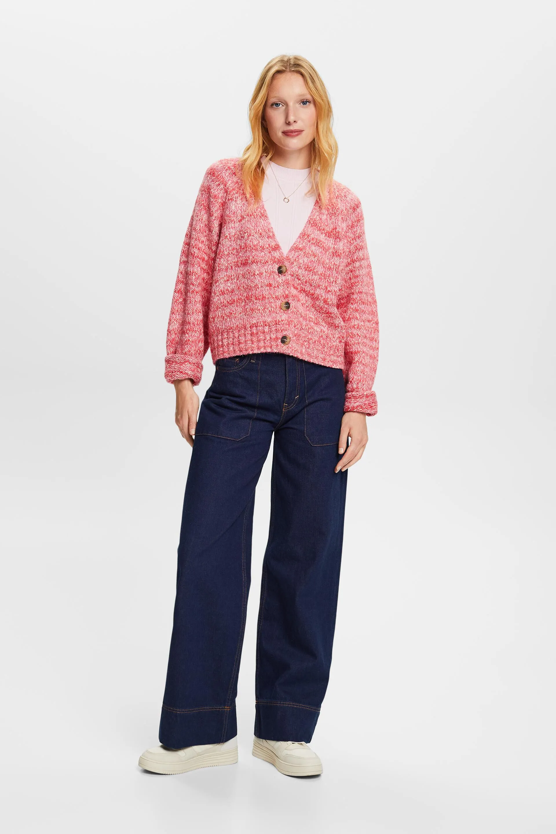 Cardigan a V con fantasia multicolore Space Dye