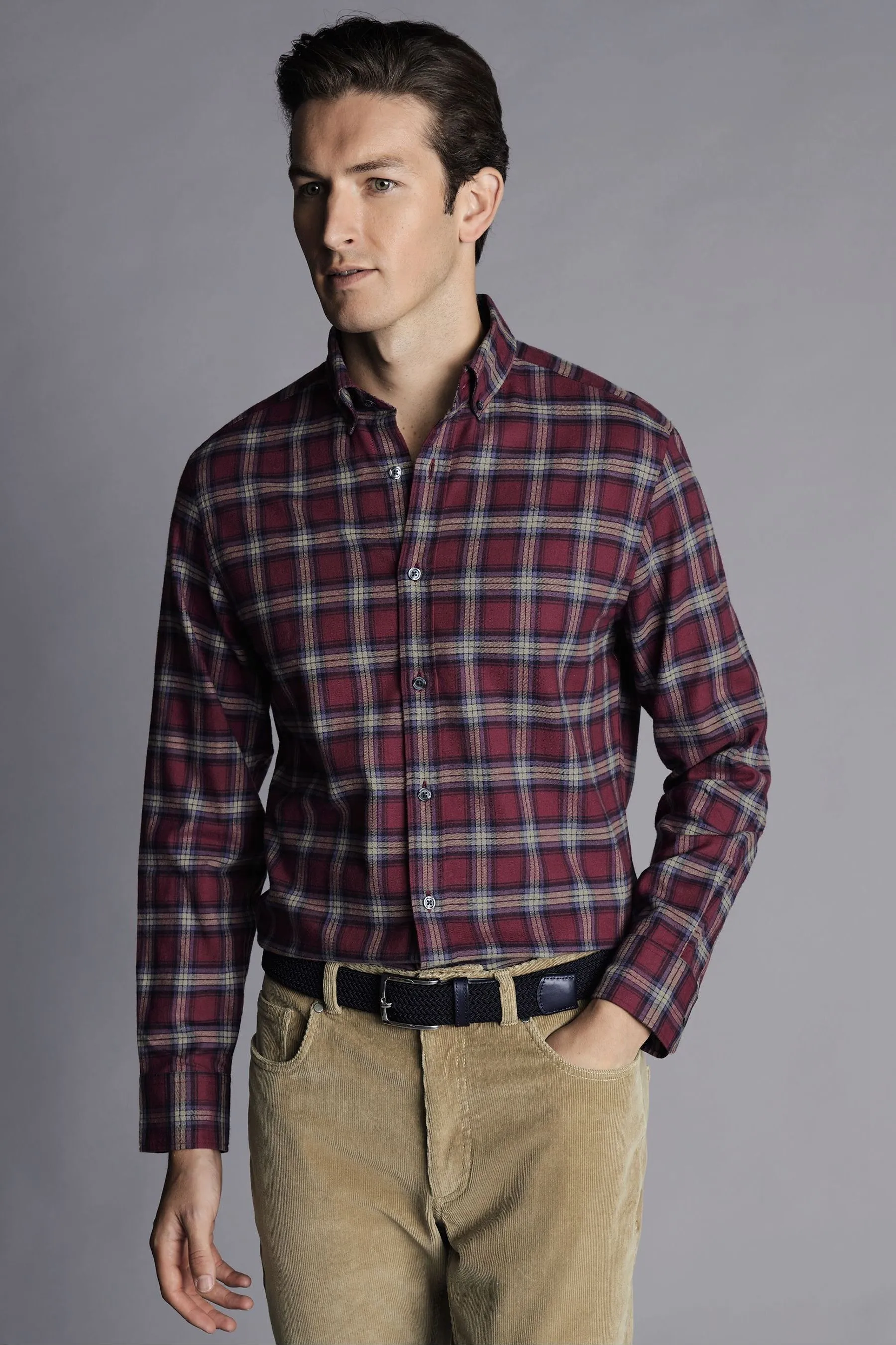 Charles Tyrwhitt A quadri - Camicia in Vestibilità attillata / Slim spazzolata in flanella