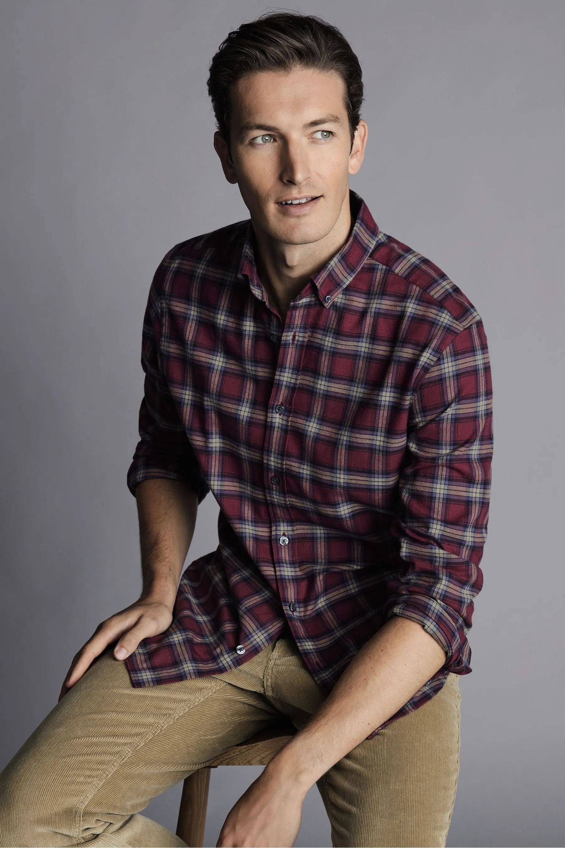 Charles Tyrwhitt A quadri - Camicia in Vestibilità attillata / Slim spazzolata in flanella