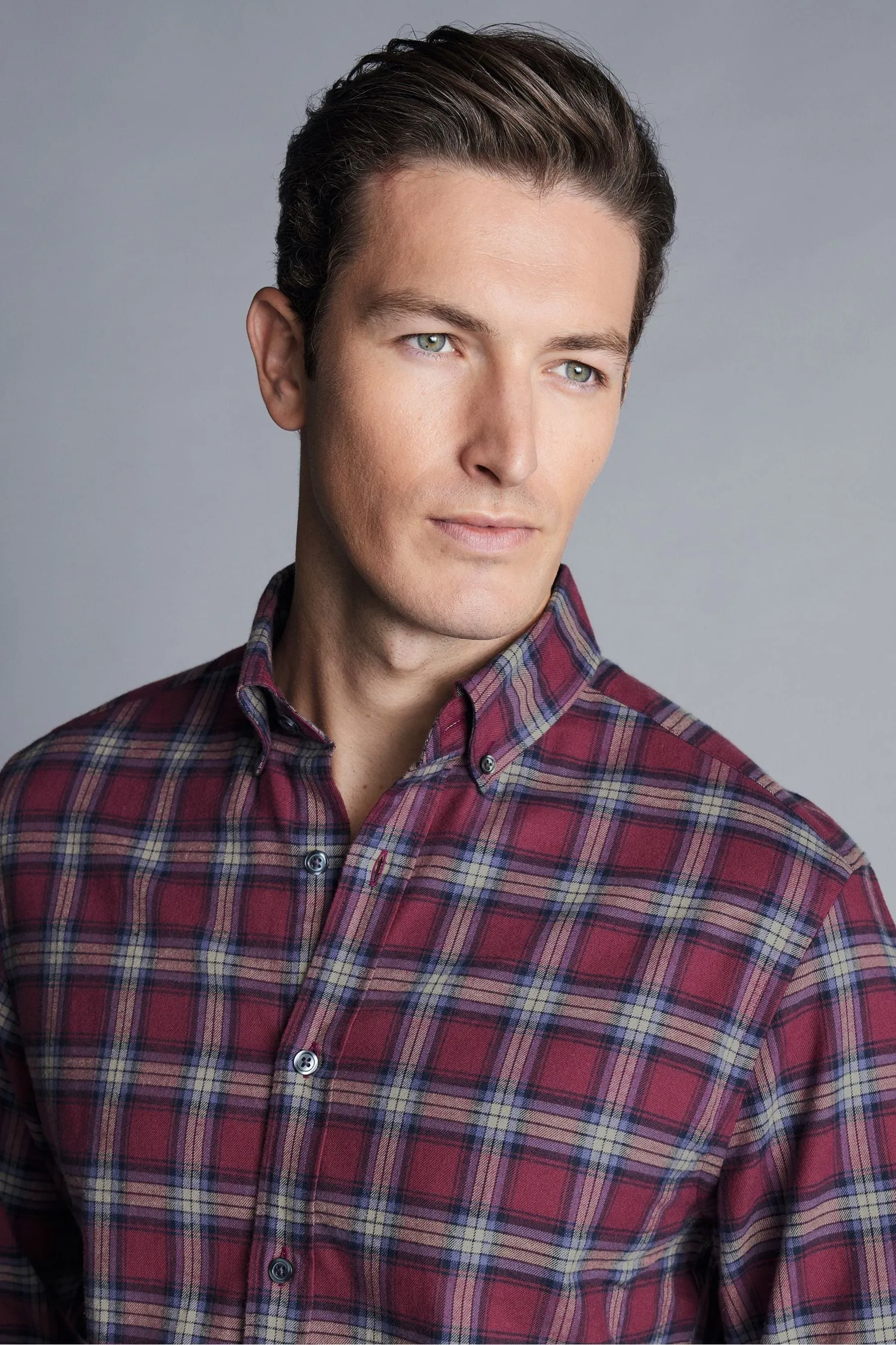 Charles Tyrwhitt A quadri - Camicia in Vestibilità attillata / Slim spazzolata in flanella