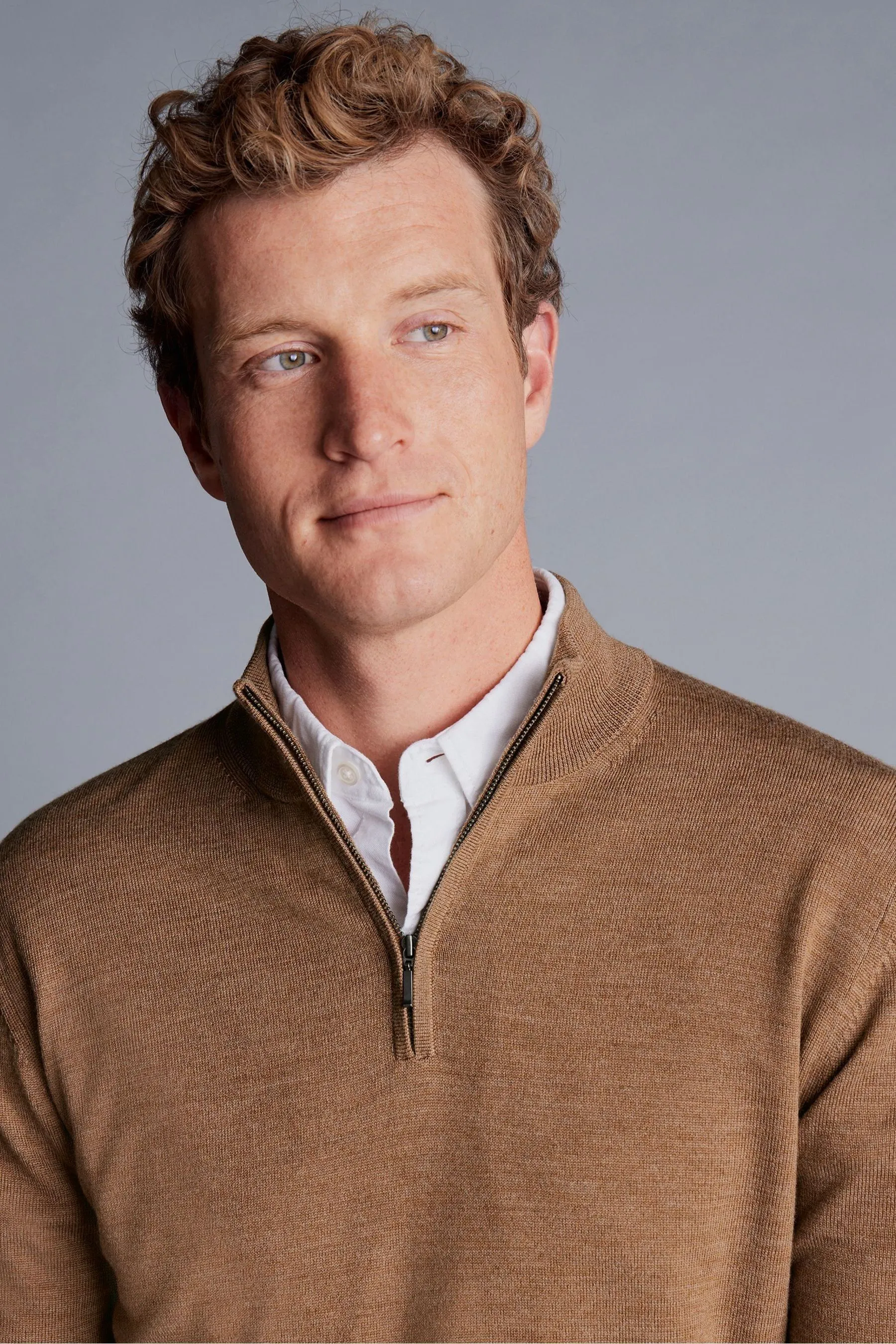 Charles Tyrwhitt - Maglia con zip in lana merino