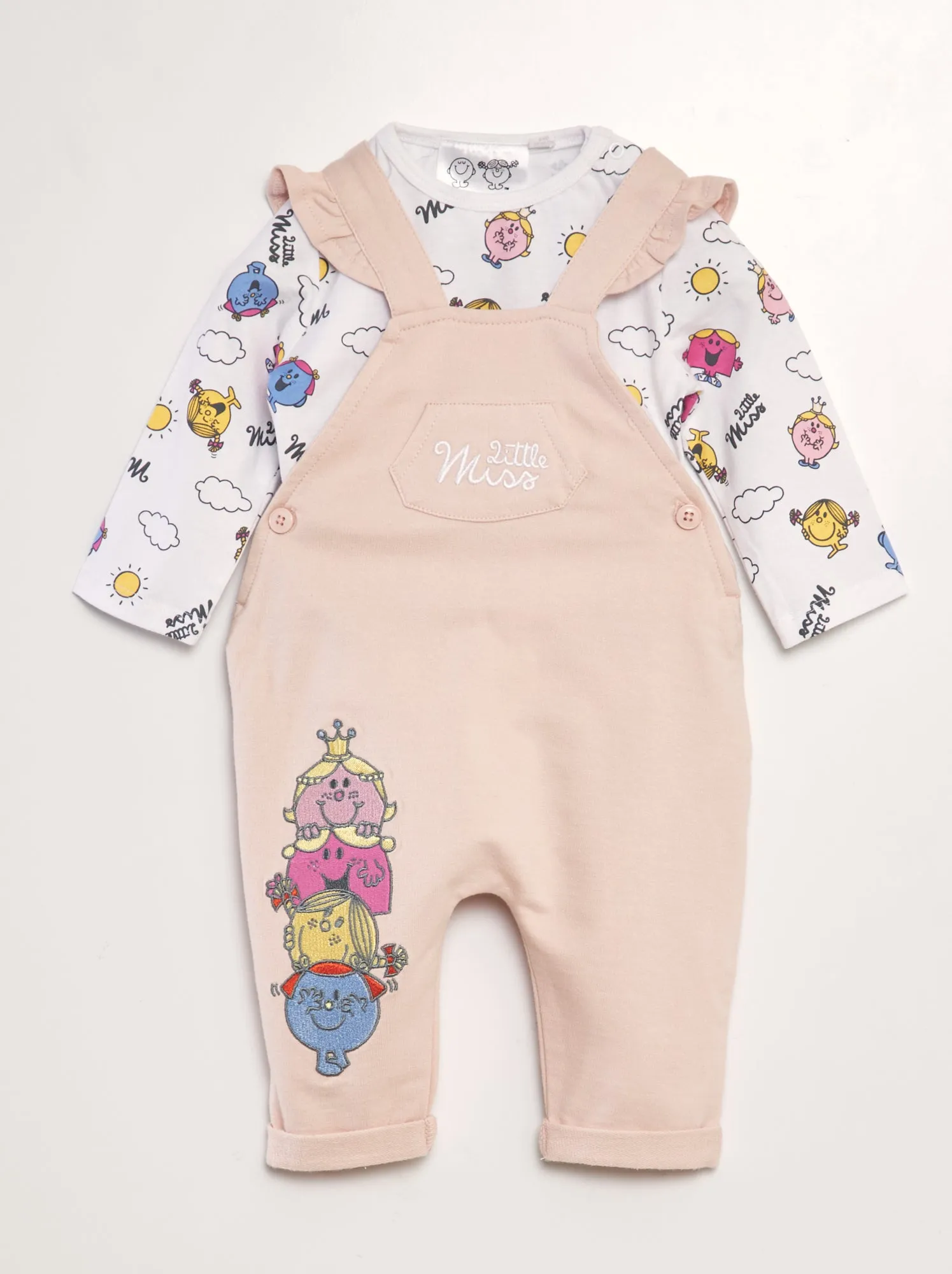 Completo 'Monsieur Madame' Salopette + t-shirt - 2 pezzi - rosa