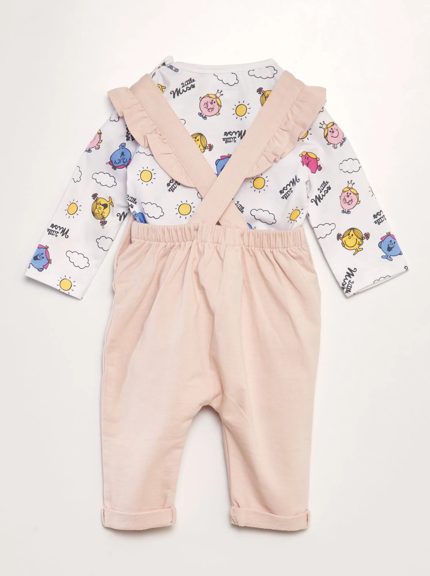Completo 'Monsieur Madame' Salopette + t-shirt - 2 pezzi - rosa