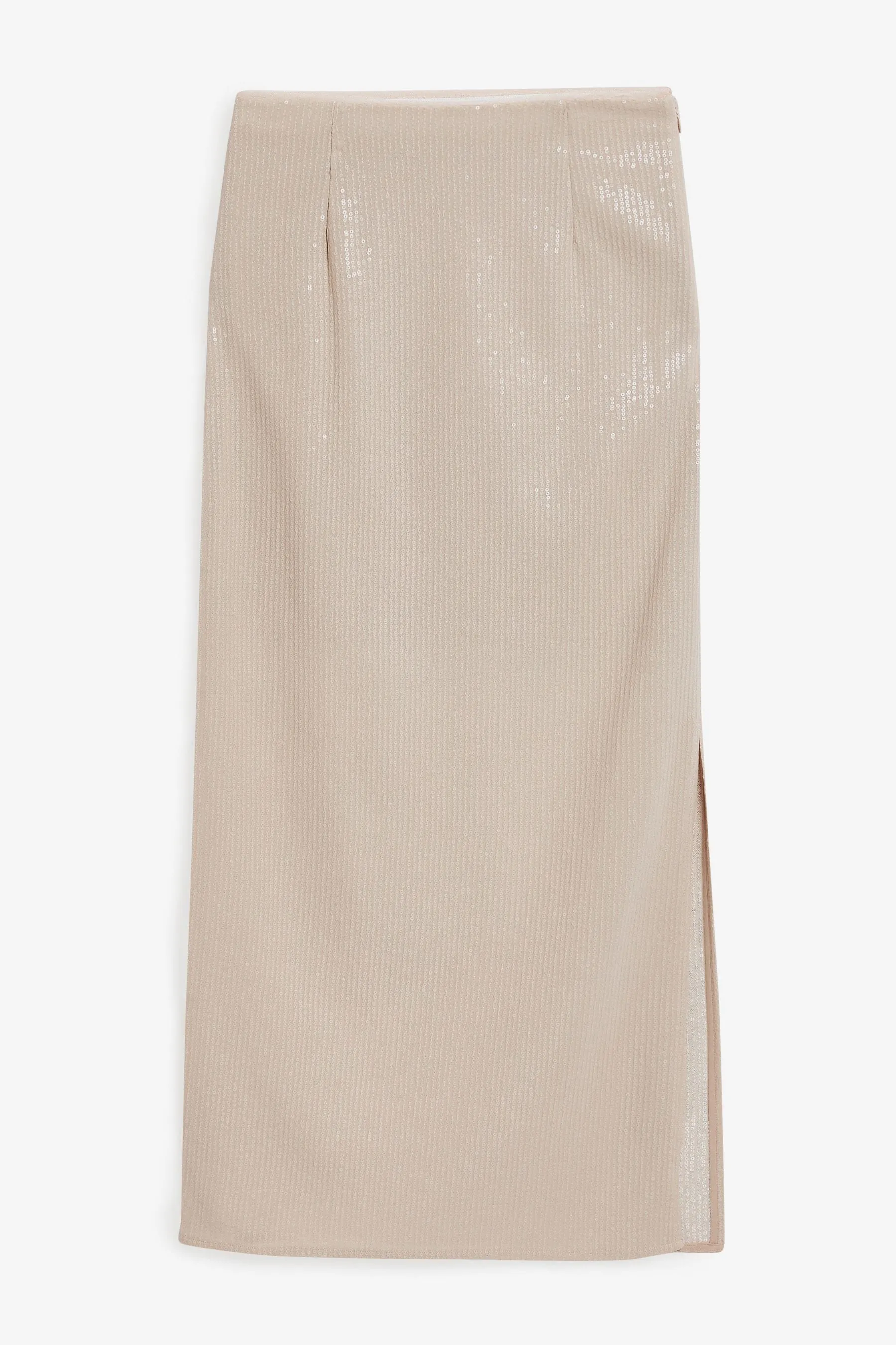Crema  - Gonna midi con Paillettes a rete