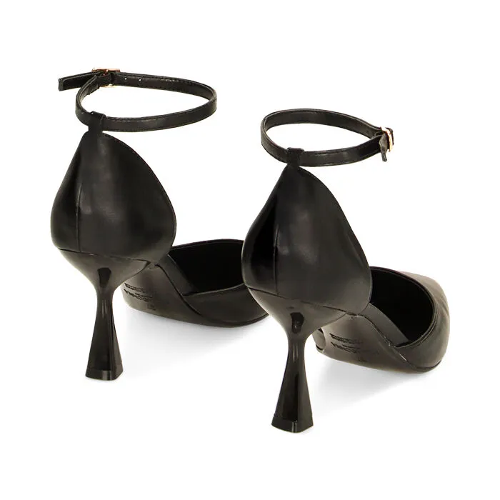 Décolleté Open Shank nere, tacco 8 cm