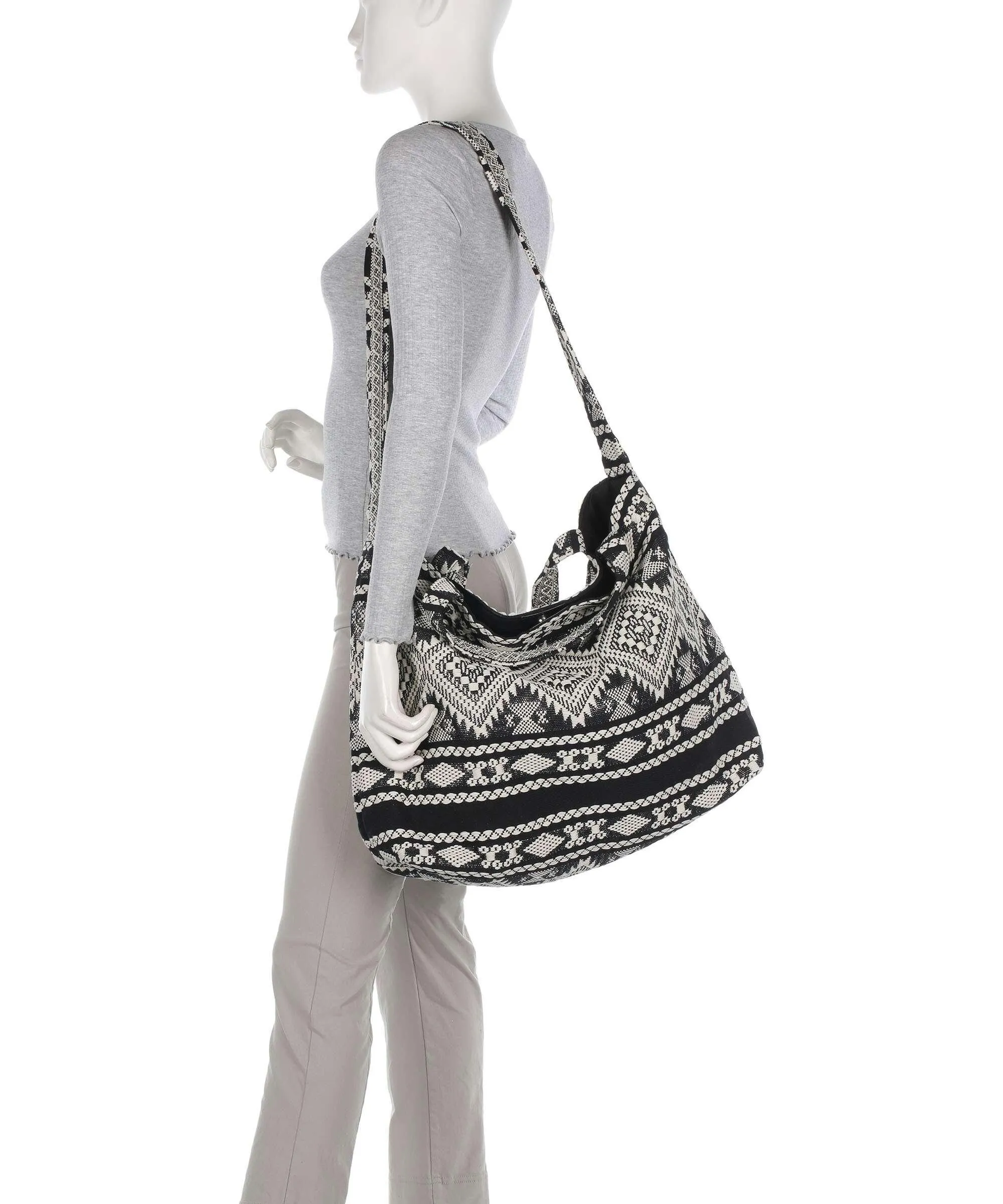  Depeche Soft Luxury Borsa shopper cotone nero/bianco  