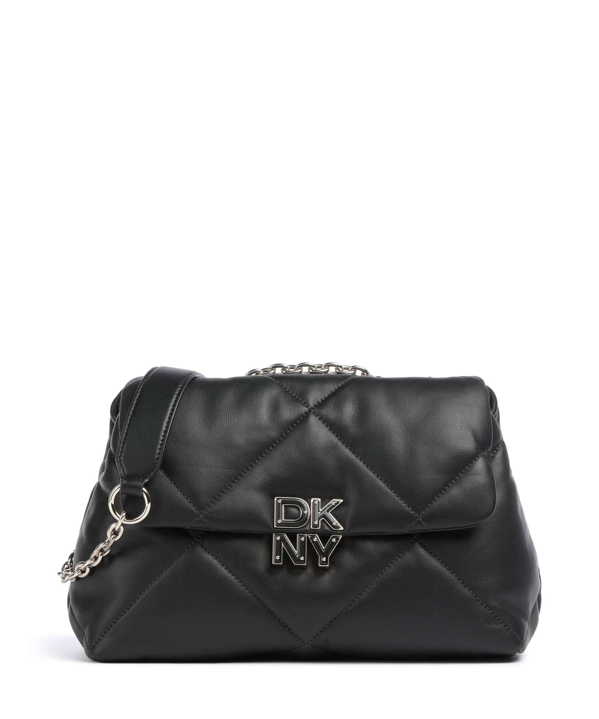  DKNY Red Hook Borsa a spalla cuoio di agnello nero  
