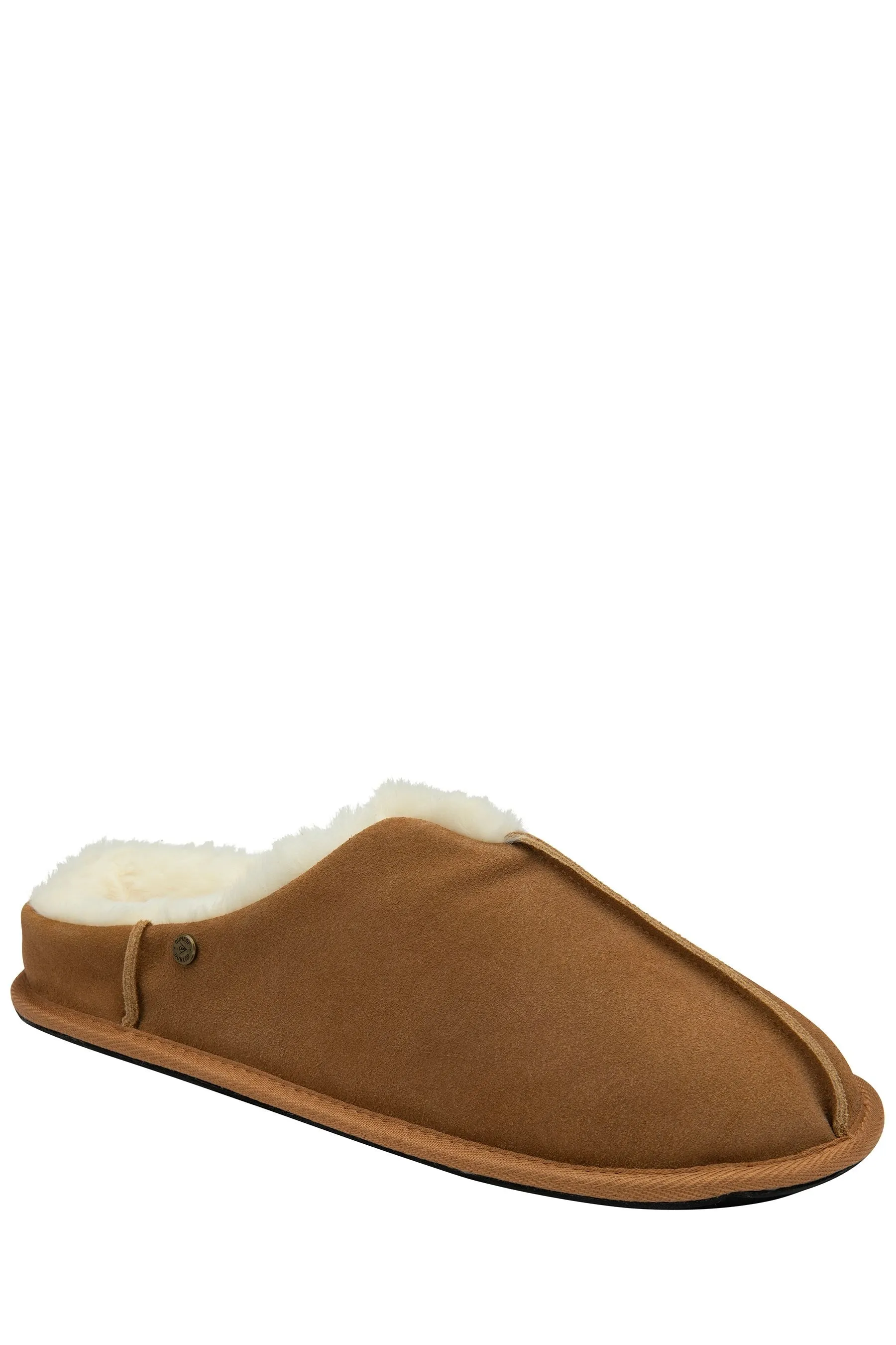 Dunlop Uomo - Pantofole a sabot chiusi in vero camoscio con fodera in pelliccia sintetica