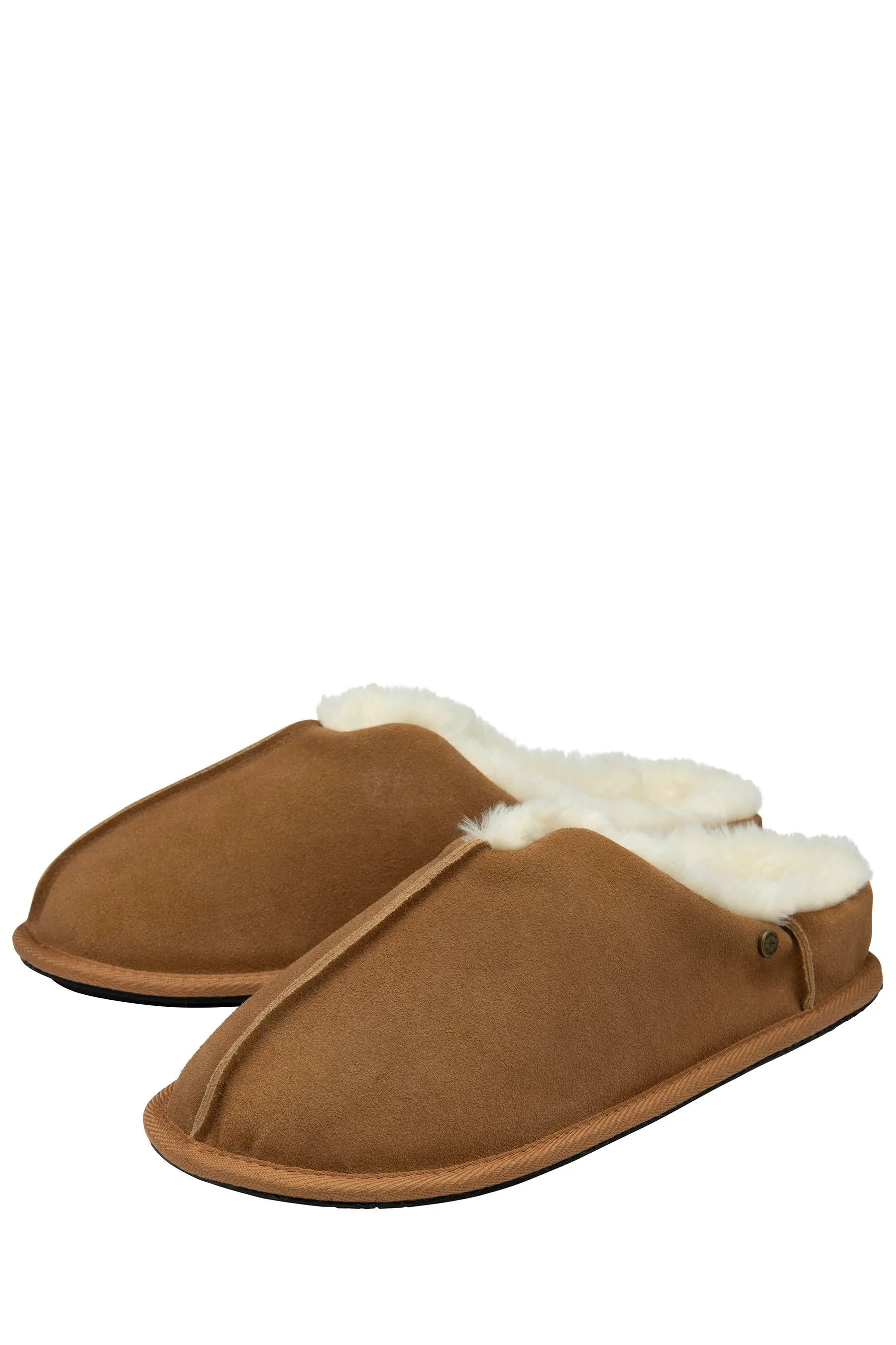 Dunlop Uomo - Pantofole a sabot chiusi in vero camoscio con fodera in pelliccia sintetica
