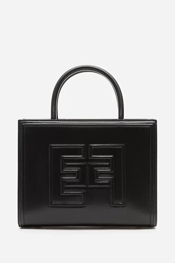 ELISABETTA FRANCHI Shopper a mano piccola con logo e profili embossed