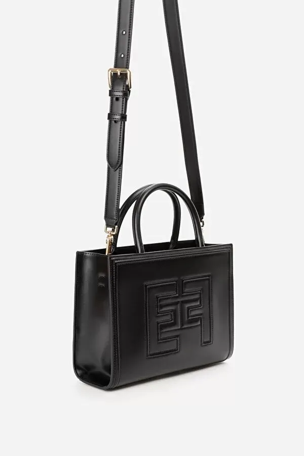 ELISABETTA FRANCHI Shopper a mano piccola con logo e profili embossed