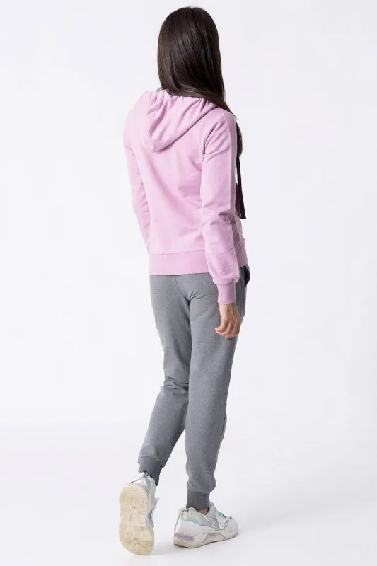 EVERLAST BASIC Violet Rose/Mid Grey Melange tuta felpa invernale donna con cappuccio
