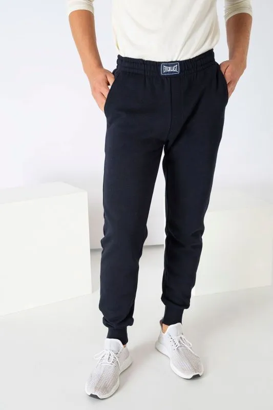 EVERLAST PANTALONE UOMO  Navy  in felpa invernale con polsino al fondo