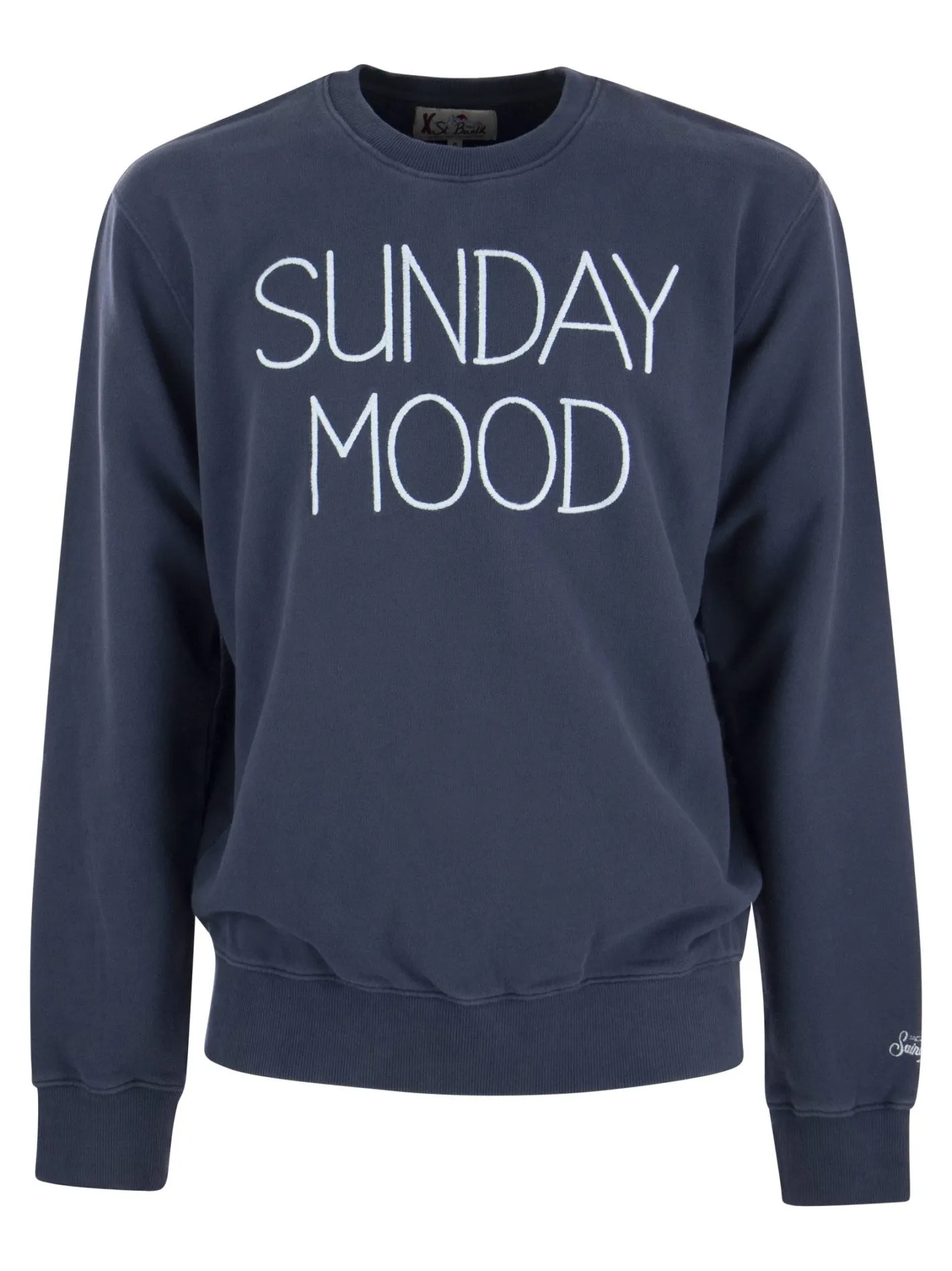 Felpa in cotone con scritta SUNDAY MOOD