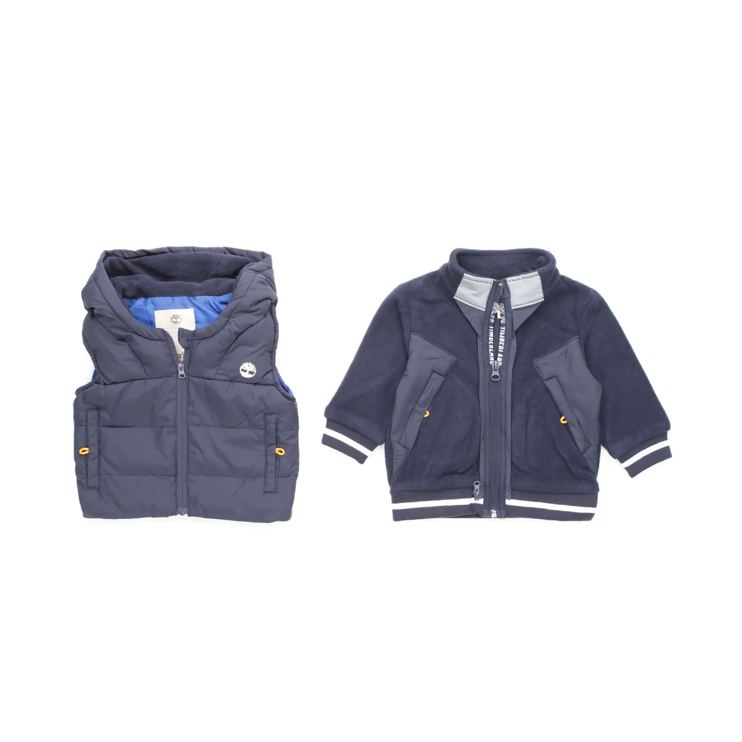 Felpa Pile Blu Con Gilet Trapuntato Bebè E Bambino